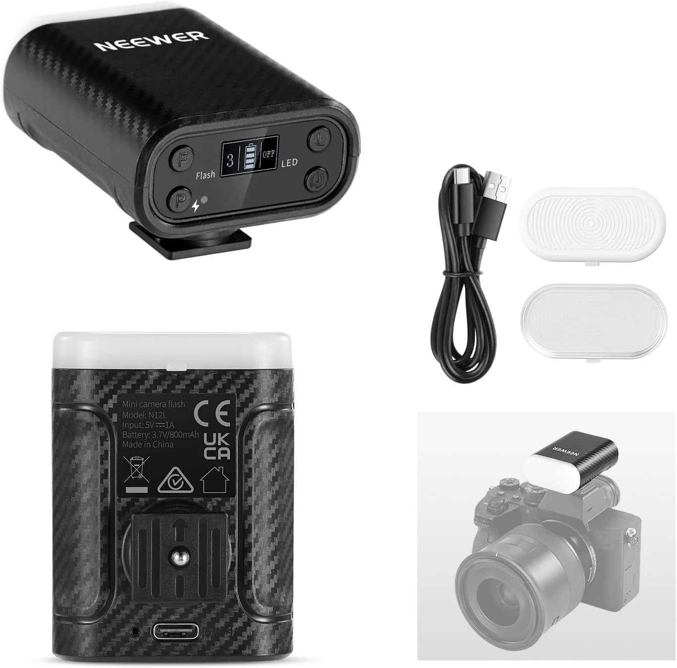 فلاش دوربین کوچک NEEWER BASICS با نور LED و صفحه نمایش LCD و باتری 800mAh، سازگار با دوربین های DSLR کانن فوجی فیلم سونی نیکون با هات شو استاندارد برای نورپردازی عکاسی استودیویی، N12L فلاش دوربین کوچک NEEWER BASICS با نور LED و صفحه نمایش LCD و باتری 800mAh، سازگار با دوربین های DSLR کانن فوجی فیلم سونی نیکون با هات شو استاندارد برای نورپردازی عکاسی استودیویی، N12L