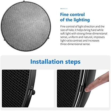 رفلکتور استاندارد آلومینیومی 55 سانتیمتری NEEWER با دیفیوزر جورابی سفید برای فلاش استودیویی با مانت بوئنز، NEEWER Vision 4 ML300 S101-300W S101-400W و غیره رفلکتور استاندارد آلومینیومی 55 سانتیمتری NEEWER با دیفیوزر جورابی سفید برای فلاش استودیویی با مانت بوئنز، NEEWER Vision 4 ML300 S101-300W S101-400W و غیره