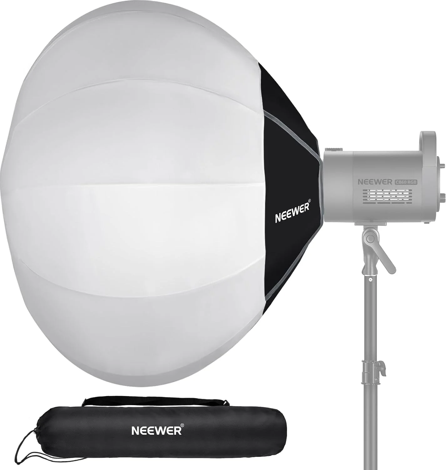 نرم باکس فانوسی 85 سانتی متری NEEWER، دیفیوزر نور 360 درجه با نصب Bowens و آلیاژ نایلونی سبک وزن برای نورهای ویدئویی LED مداوم RGB CB60 CB60B CB200B MS60B MS60C MS150B و NS35L