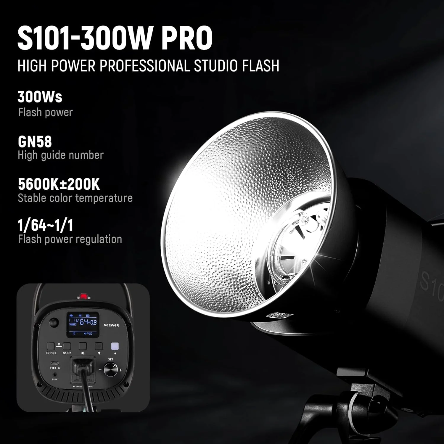 کیت نور فلاش استودیویی 600 وات NEEWER: 2 عدد نور استروب S101-300W PRO 5600K با تریگر 2.4G / لامپ های مدلینگ 150W / مانت بوئنز / سافت باکس / پایه / رفلکتور / کیف، سازگار با QPRO کیت نور فلاش استودیویی 600 وات NEEWER: 2 عدد نور استروب S101-300W PRO 5600K با تریگر 2.4G / لامپ های مدلینگ 150W / مانت بوئنز / سافت باکس / پایه / رفلکتور / کیف، سازگار با QPRO