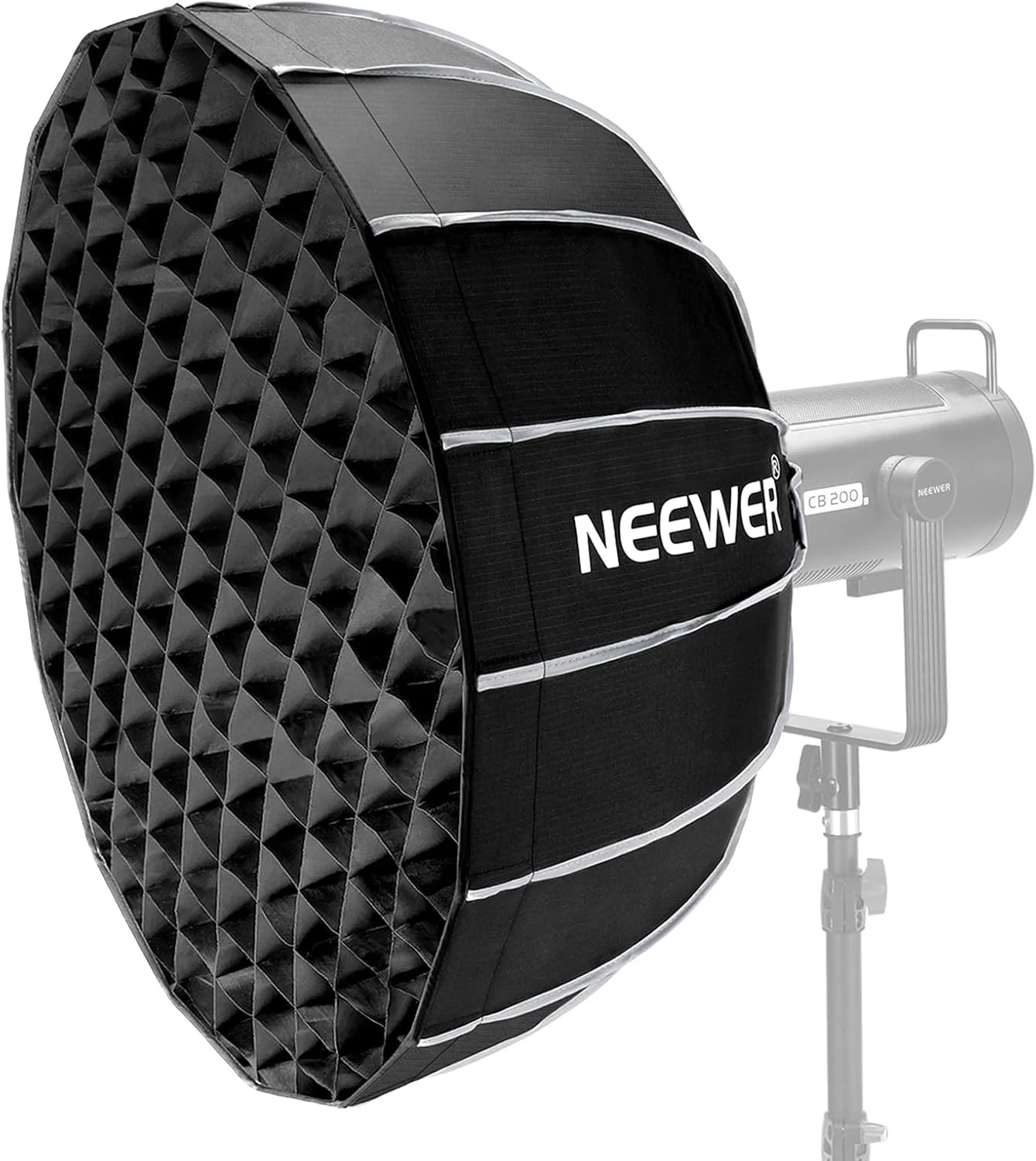 نرم باکس پارابولیک شانزده ضلعی NEEWER 65 سانتی‌متری، نصب/تاشو سریع مانند چتر با مانت بوئنز، دیش فلزی/دیفیوزرها/گرید/کیف، سازگار با Aputure Godox, NS65U