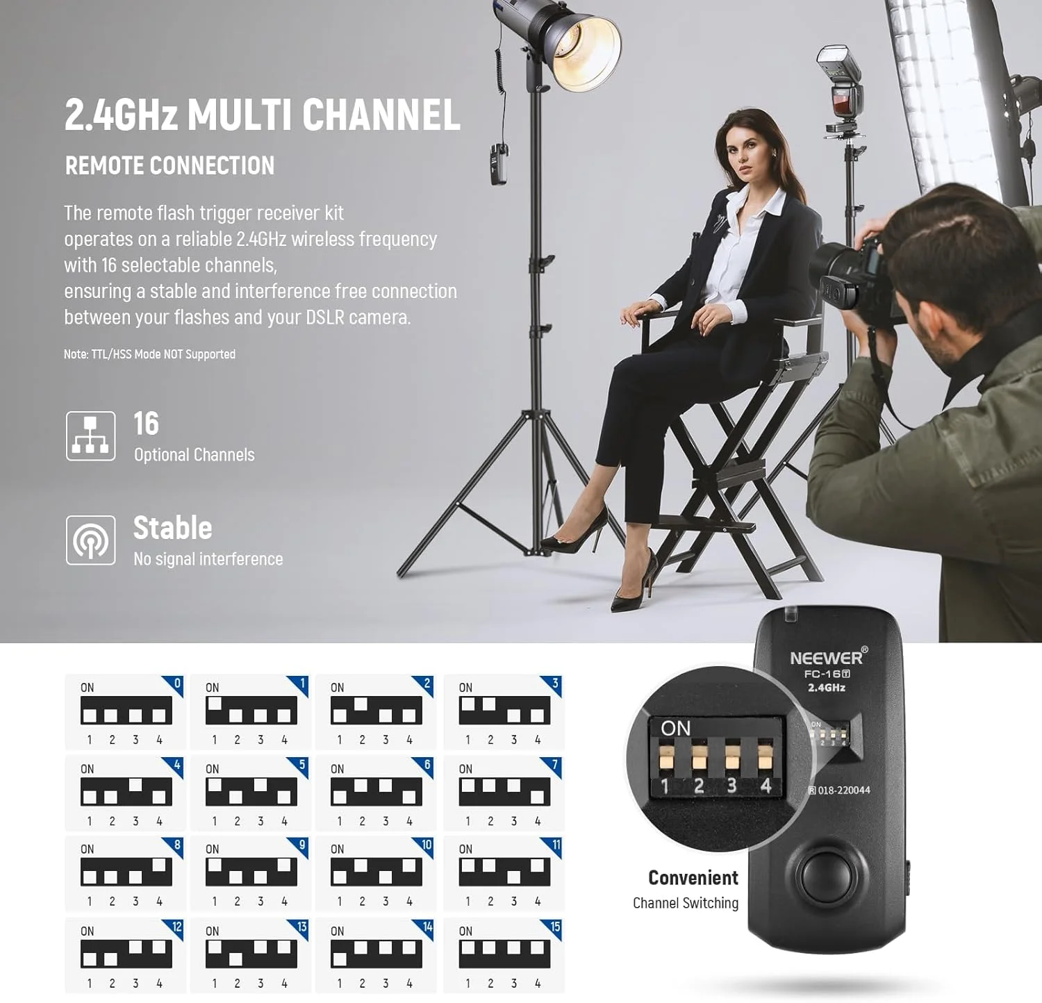 ست فلاش استودیویی بیسیم نیور FC-16، شاتر دوربین بیسیم 2.4G، 2 گیرنده، سازگار با نیکون D7100 D7000 D5100 D5000 D3200 D3100 D600 D90 D800E D800 D700 D300S D300 D200 D4 D3S D3X D2XS ست فلاش استودیویی بیسیم نیور FC-16، شاتر دوربین بیسیم 2.4G، 2 گیرنده، سازگار با نیکون D7100 D7000 D5100 D5000 D3200 D3100 D600 D90 D800E D800 D700 D300S D300 D200 D4 D3S D3X D2XS