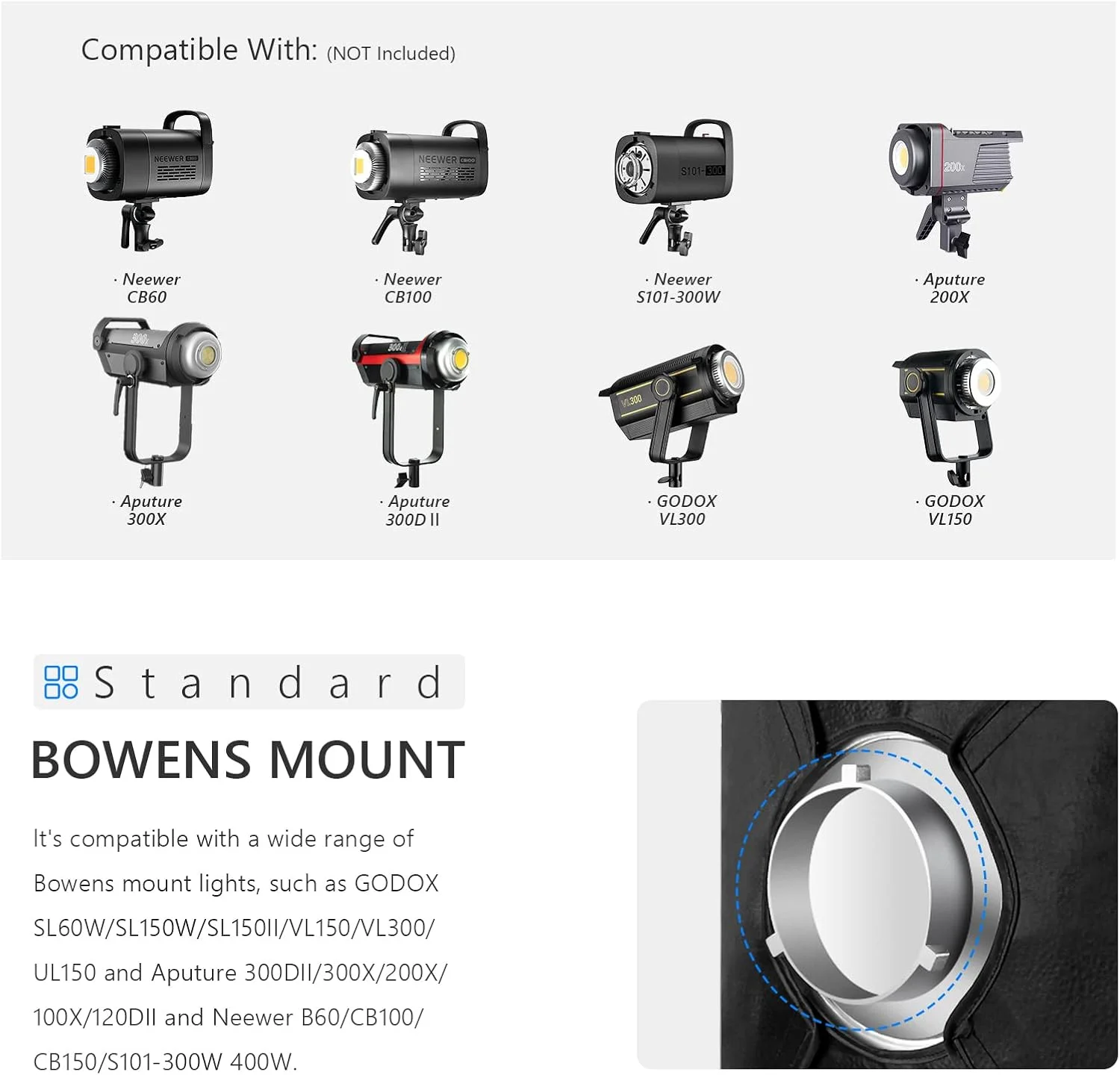 نرم باکس مستطیلی 60 در 90 سانتیمتری نیور، سازگار با نورهای با مانت بوئنز مانند Neewer S101-300W/400W/300W PRO/400W PRO/Vision 4/CB60/CB100/CB150 و سایر نورها، به همراه کیف حمل نرم باکس مستطیلی 60 در 90 سانتیمتری نیور، سازگار با نورهای با مانت بوئنز مانند Neewer S101-300W/400W/300W PRO/400W PRO/Vision 4/CB60/CB100/CB150 و سایر نورها، به همراه کیف حمل