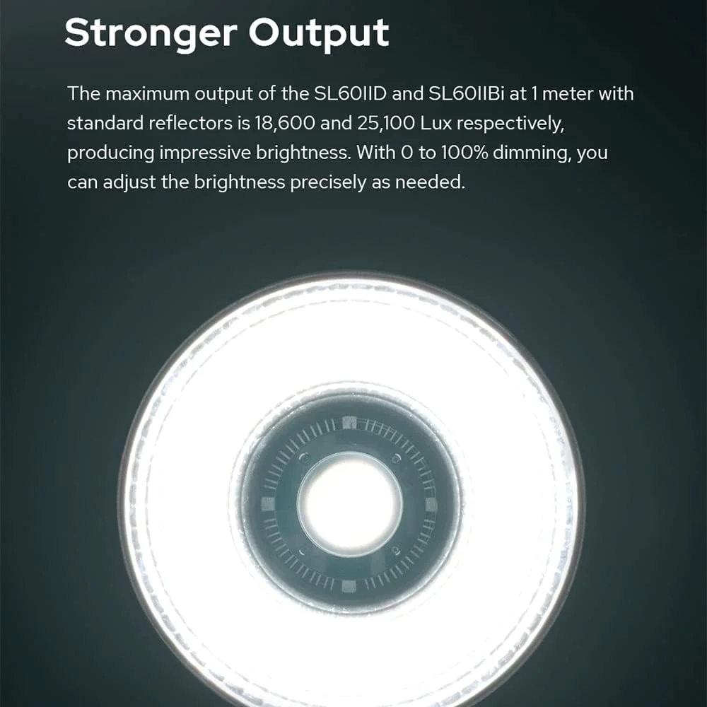نور ال ای دی Godox SL60IIBi – 2800K-6500K، 75 وات، 25100Lux@1m. CRI96+/TLCI97+ رنگ های واقعی. 11 FX. 2.4G/بلوتوث (30 متر، 16 گروه). کم صدا، مانت بوئنز. برای استودیو، ویدیو، پخش زنده و فضای باز. نور ال ای دی Godox SL60IIBi – 2800K-6500K، 75 وات، 25100Lux@1m. CRI96+/TLCI97+ رنگ های واقعی. 11 FX. 2.4G/بلوتوث (30 متر، 16 گروه). کم صدا، مانت بوئنز. برای استودیو، ویدیو، پخش زنده و فضای باز.