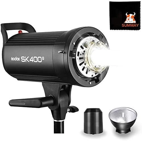 فلاش استودیویی حرفه ای گودوکس SK400II با سیستم بی سیم Godox 2.4G داخلی، مانت بوئنز، لامپ مدلینگ 150 واتی، پایداری خروجی عالی، ضد فلاش، 400 وات، 5600K (SK400II)