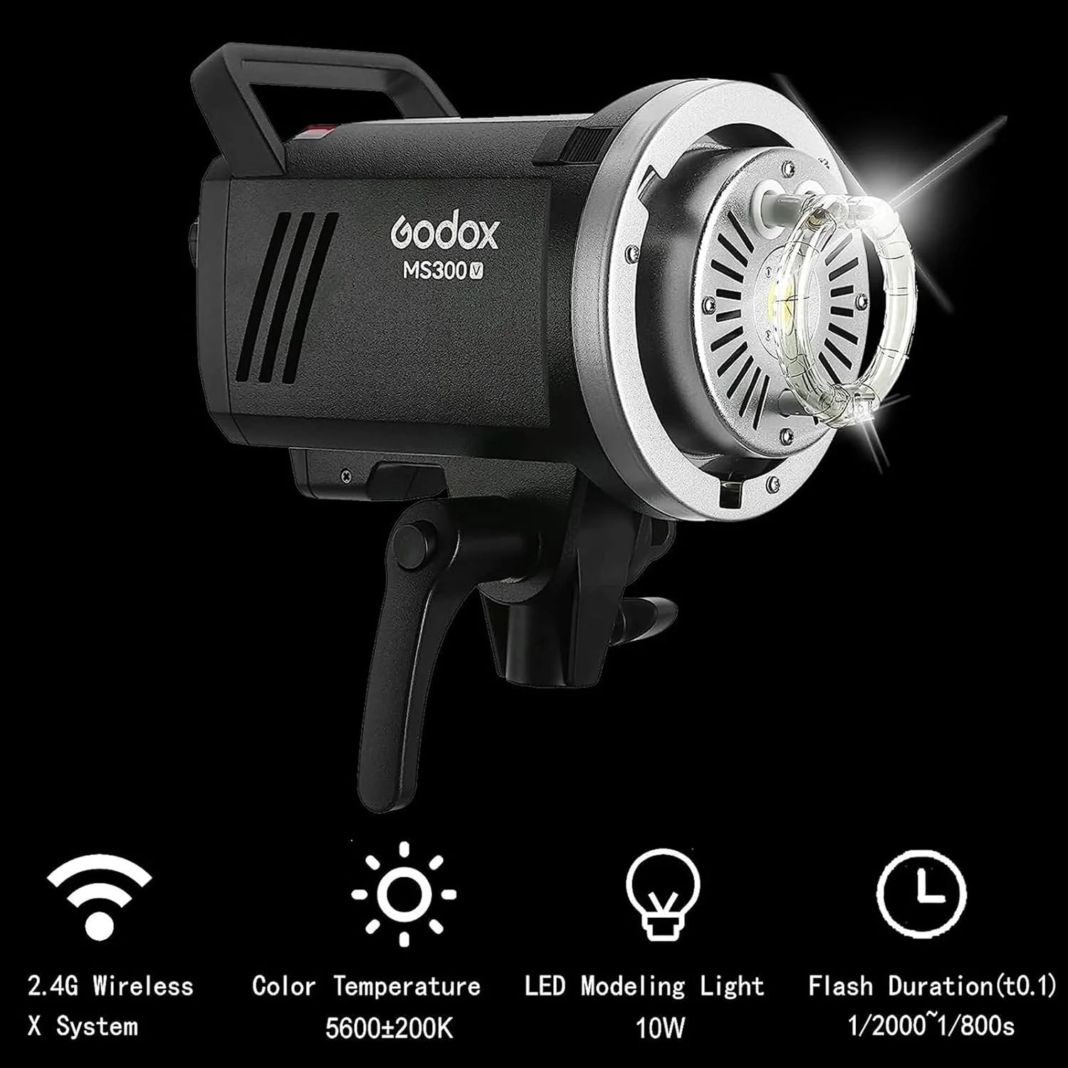 فلاش استودیویی ارتقا یافته گودکس MS300-V با قدرت 300Ws، عدد راهنمای 58، زمان بازیافت 0.1-1.8 ثانیه، دمای رنگ 5600±200K و سیستم بی سیم 2.4G X مناسب برای عروسی، پرتره و فشن فلاش استودیویی ارتقا یافته گودکس MS300-V با قدرت 300Ws، عدد راهنمای 58، زمان بازیافت 0.1-1.8 ثانیه، دمای رنگ 5600±200K و سیستم بی سیم 2.4G X مناسب برای عروسی، پرتره و فشن