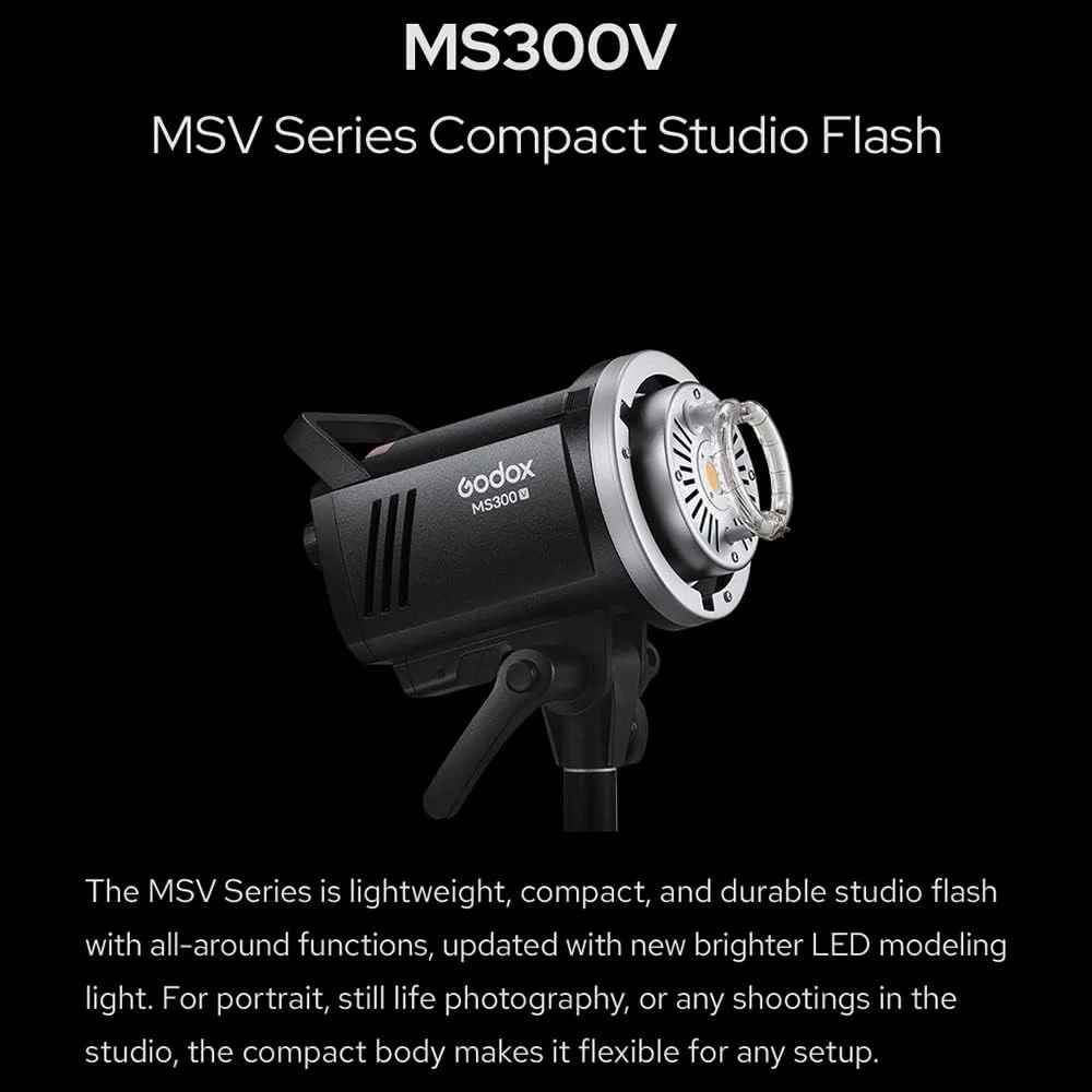 کیت فلاش استودیویی گودکس MS300V، فلاش استودیویی 300 وات، سیستم وایرلس 2.4G، زمان بازیافت 0.1 تا 1.8 ثانیه، مانت بوئنز، لامپ مدلینگ LED با سافت باکس نصب سریع QS65 + پایه نور کیت فلاش استودیویی گودکس MS300V، فلاش استودیویی 300 وات، سیستم وایرلس 2.4G، زمان بازیافت 0.1 تا 1.8 ثانیه، مانت بوئنز، لامپ مدلینگ LED با سافت باکس نصب سریع QS65 + پایه نور