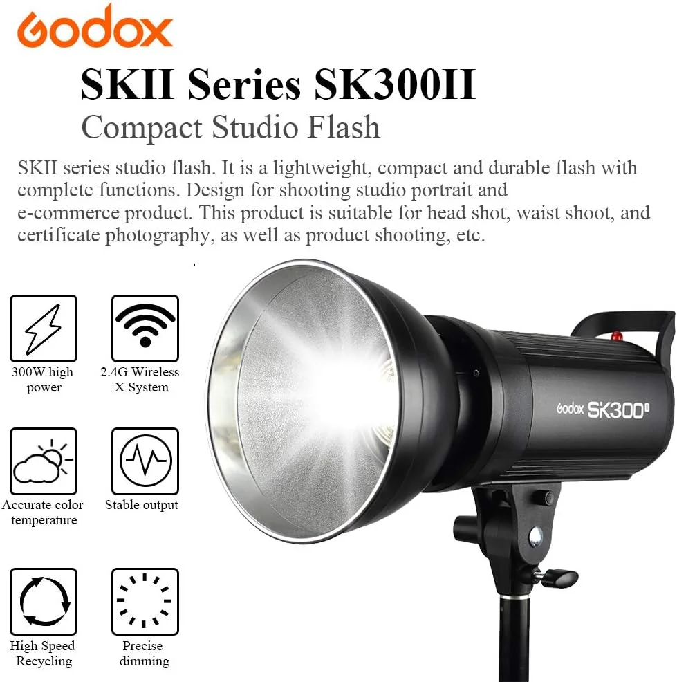 فلاش استودیویی گودکس SK300II 300Ws GN65 5600K با مانت بوئنز به همراه ست فیلترهای رنگی، بارن دور BD-04 و رفلکتور فلاش استودیویی گودکس SK300II 300Ws GN65 5600K با مانت بوئنز به همراه ست فیلترهای رنگی، بارن دور BD-04 و رفلکتور