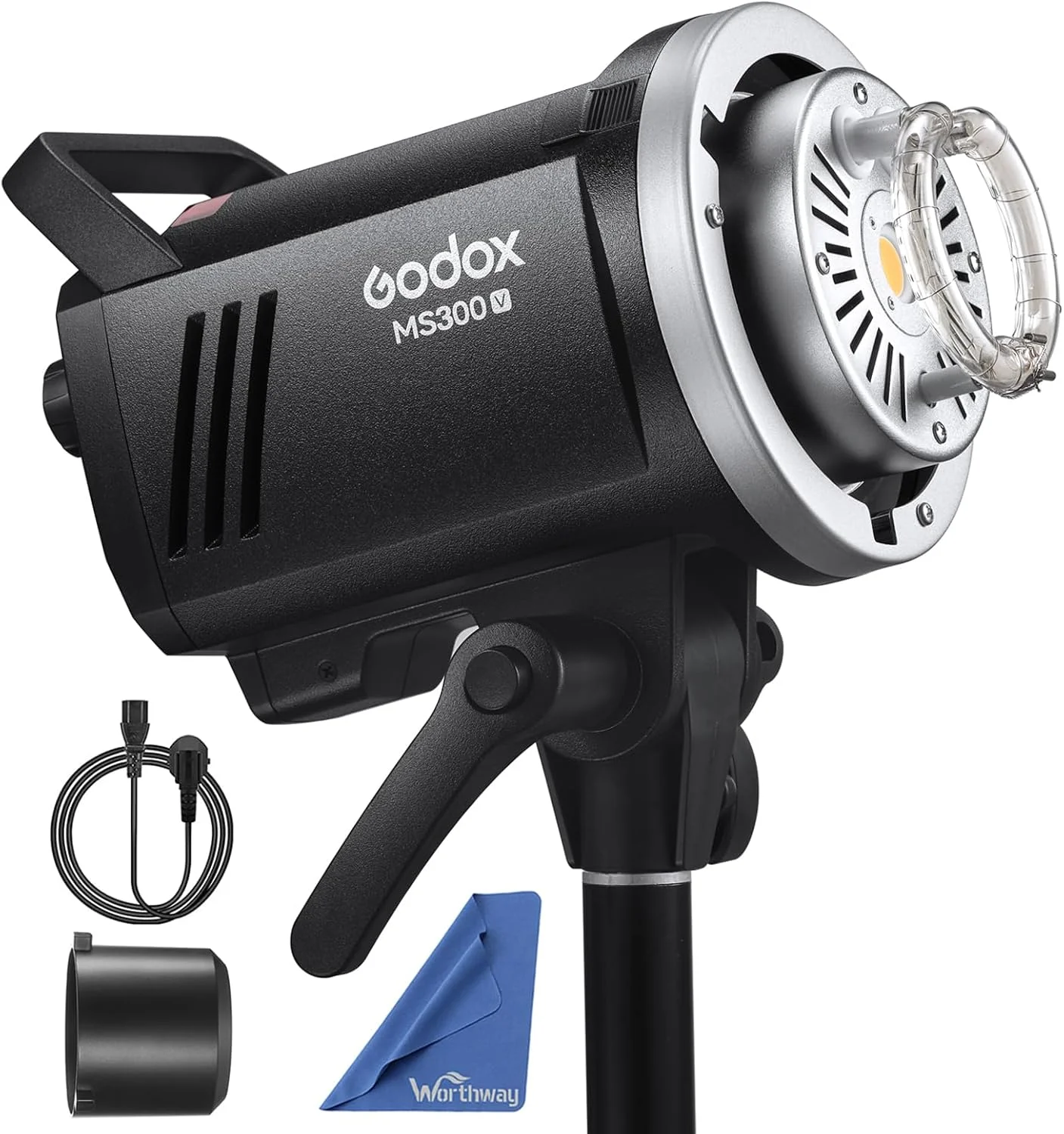 فلاش استودیویی فوق فشرده گودکس MS300V با لامپ مدلینگ LED - 300Ws، 5800K، زمان بازیافت 0.1-1.3 ثانیه، مانت Bowens S-Type، روش های کنترل: سیم همگام سازی، دکمه تست، پورت کنترل بی سیم
