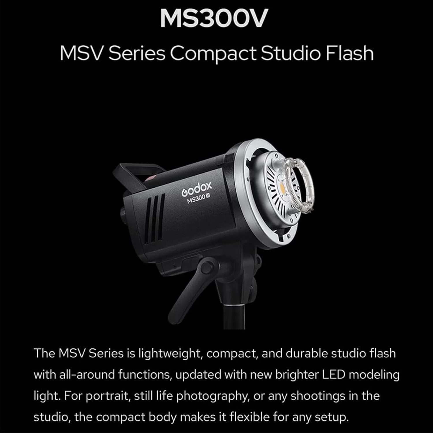 فلاش استودیویی فوق فشرده گودکس MS300V با لامپ مدلینگ LED - 300Ws، 5800K، زمان بازیافت 0.1-1.3 ثانیه، مانت Bowens S-Type، روش های کنترل: سیم همگام سازی، دکمه تست، پورت کنترل بی سیم فلاش استودیویی فوق فشرده گودکس MS300V با لامپ مدلینگ LED - 300Ws، 5800K، زمان بازیافت 0.1-1.3 ثانیه، مانت Bowens S-Type، روش های کنترل: سیم همگام سازی، دکمه تست، پورت کنترل بی سیم