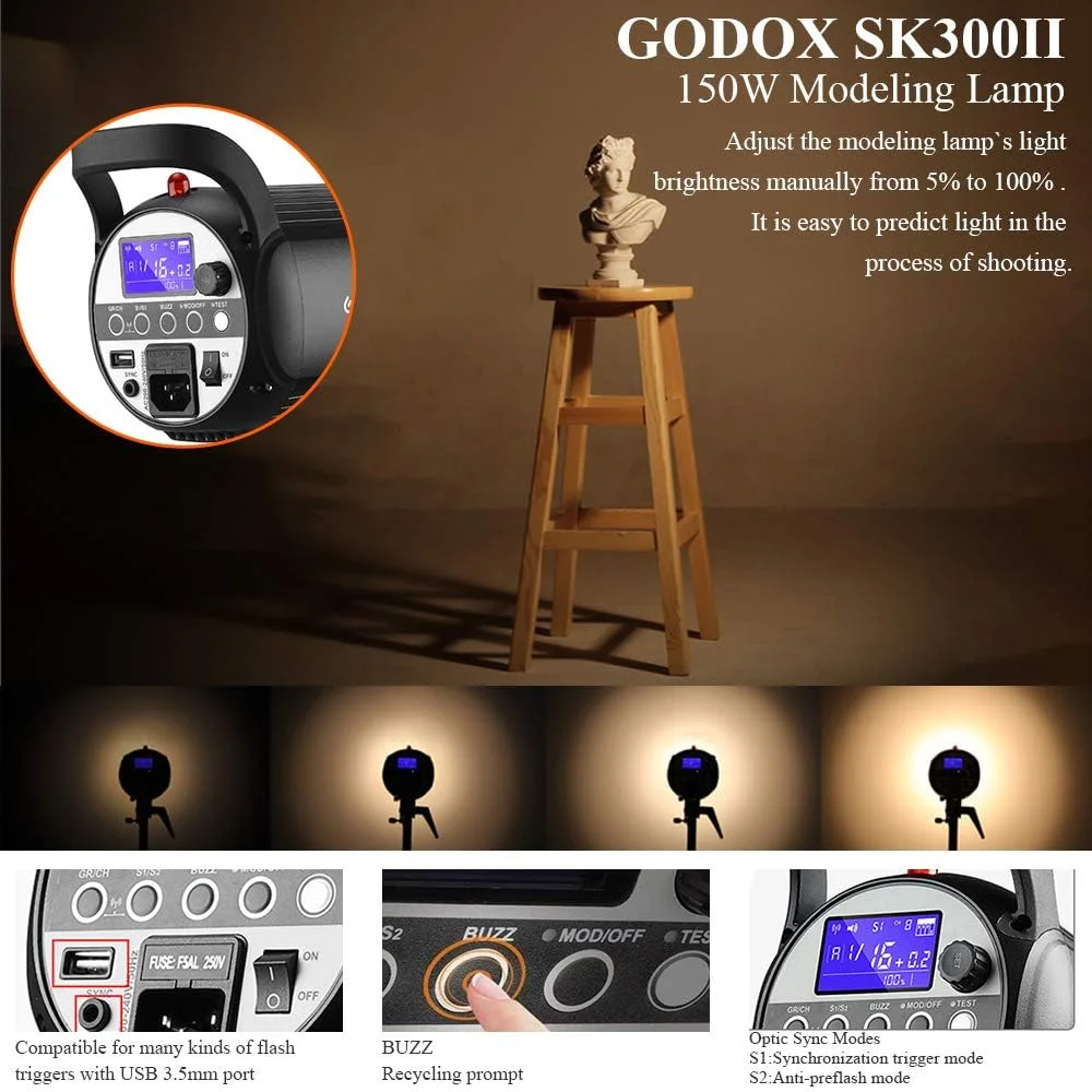 فلاش استودیویی گودکس SK300II 300Ws GN65 5600K با مانت بوئنز به همراه ست فیلترهای رنگی، بارن دور BD-04 و رفلکتور فلاش استودیویی گودکس SK300II 300Ws GN65 5600K با مانت بوئنز به همراه ست فیلترهای رنگی، بارن دور BD-04 و رفلکتور