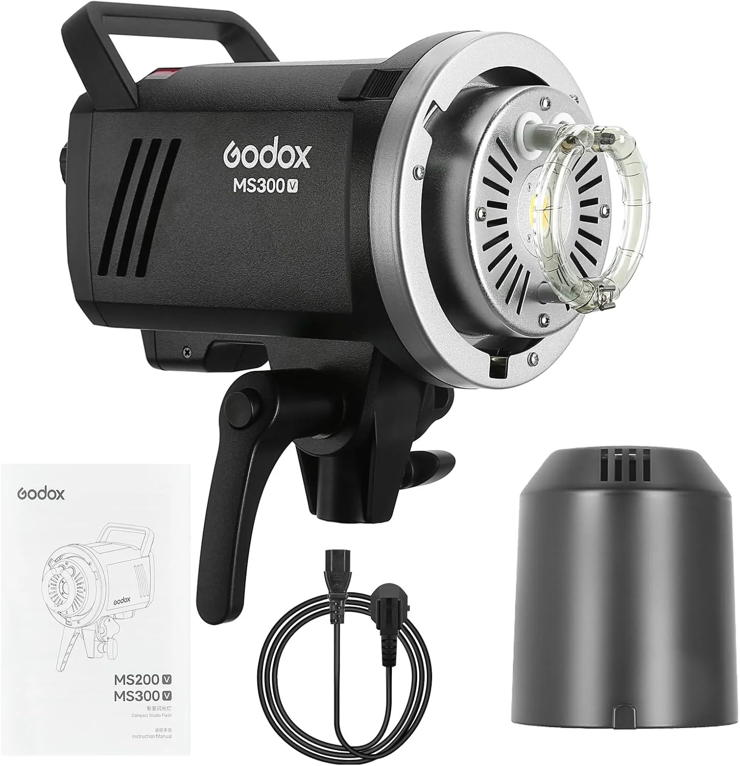 فلاش استودیویی گودکس MS300-V GN58 300W، لامپ مدلینگ LED، سیستم وایرلس 2.4G X، نور تک رنگ 5600K با مانت قوسی برای عکاسی عروسی