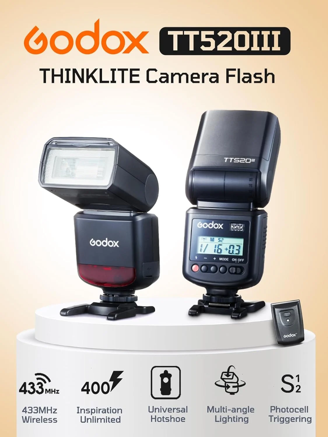 فلاش دوربین گودوکس TT520III با تریگر وایرلس 433 مگاهرتز - GN 33، 16 کانال، هد فلاش قابل تنظیم، حالت های متعدد و لوازم جانبی - سازگار با کانن، نیکون، سونی، فوجی فیلم، المپوس و غیره فلاش دوربین گودوکس TT520III با تریگر وایرلس 433 مگاهرتز - GN 33، 16 کانال، هد فلاش قابل تنظیم، حالت های متعدد و لوازم جانبی - سازگار با کانن، نیکون، سونی، فوجی فیلم، المپوس و غیره