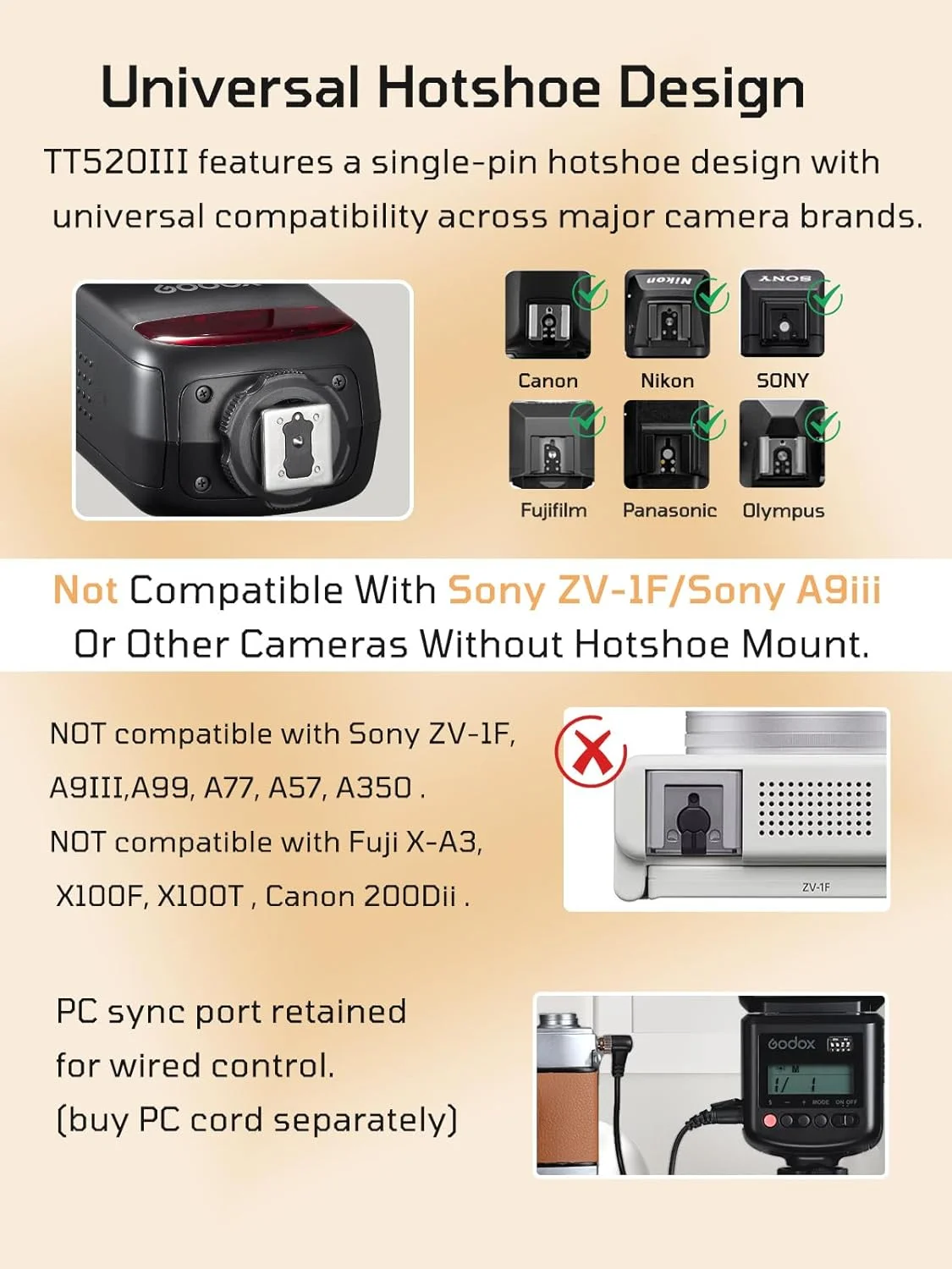 فلاش دوربین گودوکس TT520III با تریگر وایرلس 433 مگاهرتز - GN 33، 16 کانال، هد فلاش قابل تنظیم، حالت های متعدد و لوازم جانبی - سازگار با کانن، نیکون، سونی، فوجی فیلم، المپوس و غیره فلاش دوربین گودوکس TT520III با تریگر وایرلس 433 مگاهرتز - GN 33، 16 کانال، هد فلاش قابل تنظیم، حالت های متعدد و لوازم جانبی - سازگار با کانن، نیکون، سونی، فوجی فیلم، المپوس و غیره