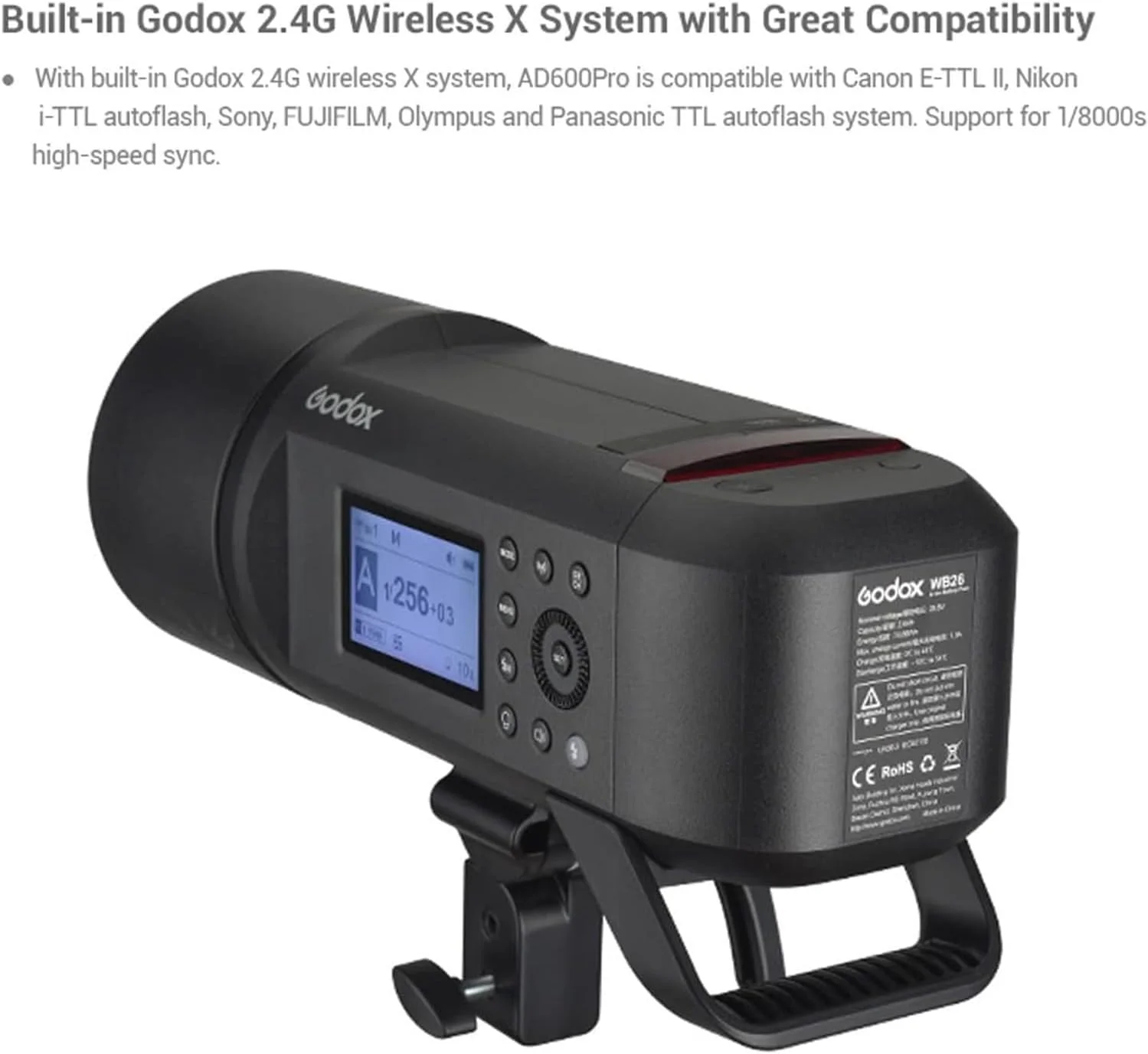فلاش استودیویی Godox AD600PRO Wistro با مانت بوئنز فلاش استودیویی Godox AD600PRO Wistro با مانت بوئنز
