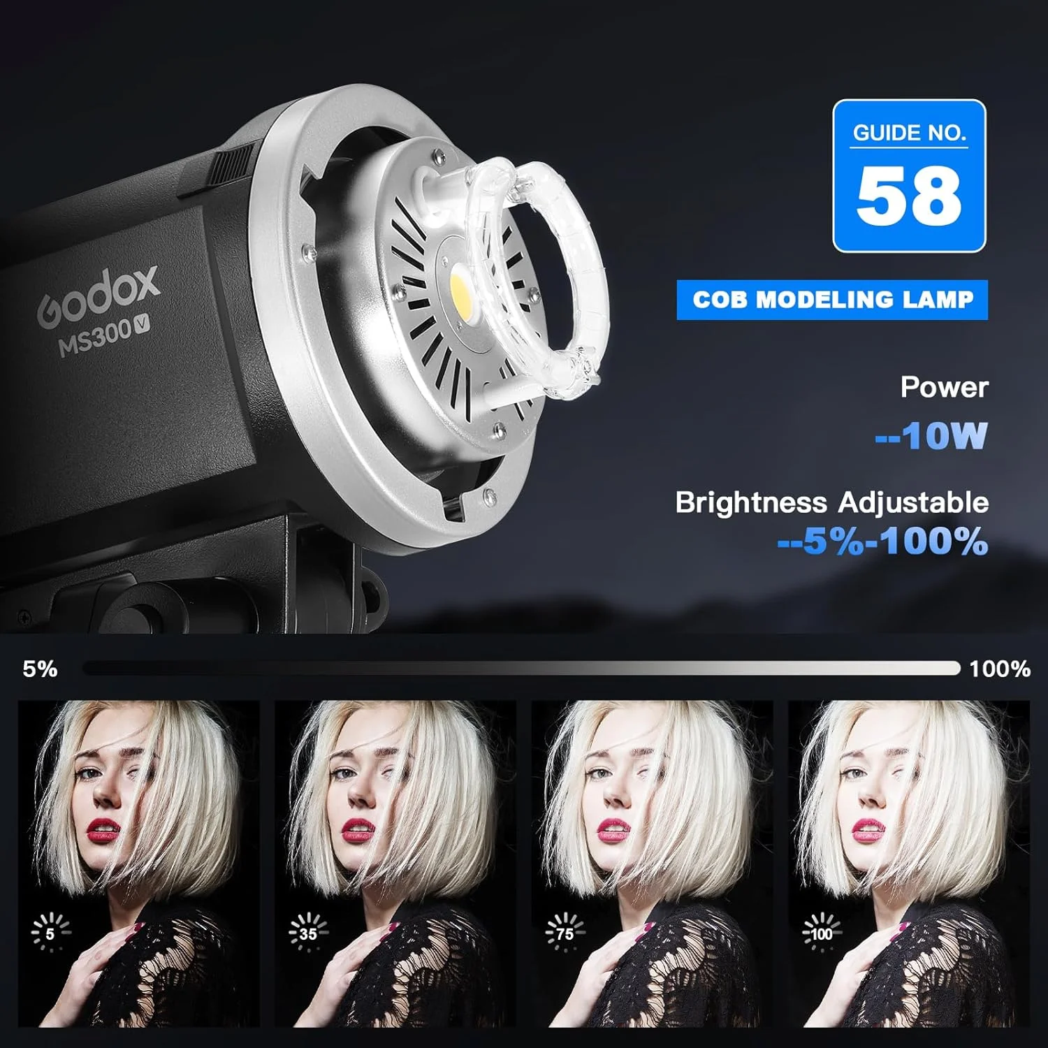 کیت فلاش استودیویی کامپکت گودکس MS300V با مانت بوئنز، لامپ مدلینگ LED، سیستم وایرلس 2.4G X، دمای رنگ 5600K و زمان بازیافت 1.3 ثانیه در حداکثر توان خروجی کیت فلاش استودیویی کامپکت گودکس MS300V با مانت بوئنز، لامپ مدلینگ LED، سیستم وایرلس 2.4G X، دمای رنگ 5600K و زمان بازیافت 1.3 ثانیه در حداکثر توان خروجی