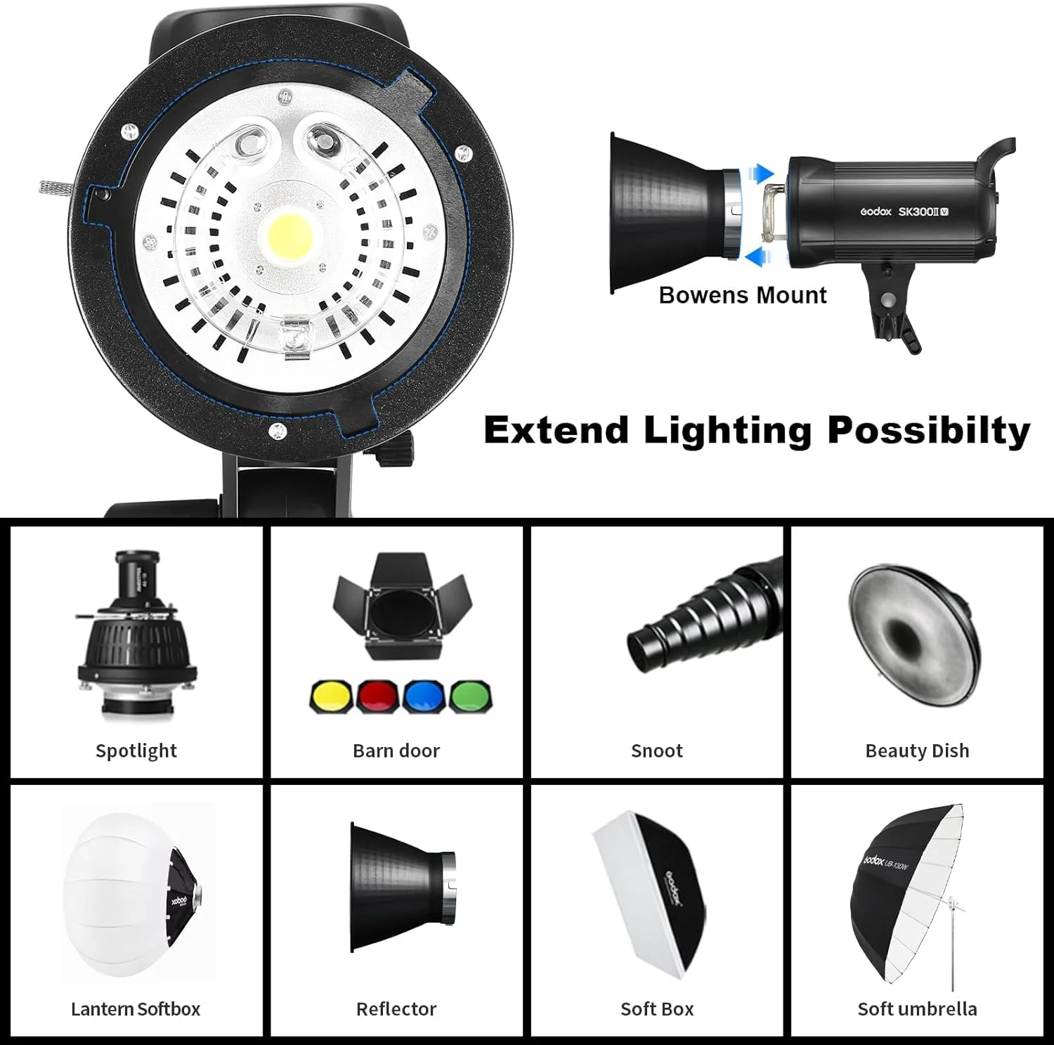 فلاش استودیویی گودکس SK300II-V 300Ws با مانت بوئنز و لامپ مدلینگ LED 10 واتی مناسب برای استودیو، عکاسی، لوکیشن و عکاسی پرتره فلاش استودیویی گودکس SK300II-V 300Ws با مانت بوئنز و لامپ مدلینگ LED 10 واتی مناسب برای استودیو، عکاسی، لوکیشن و عکاسی پرتره