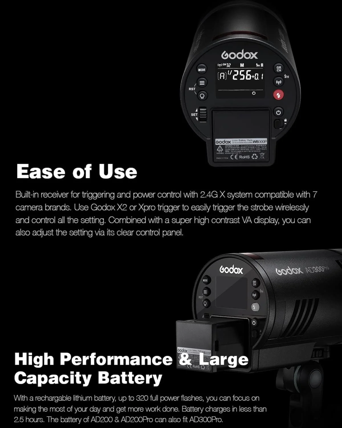 فلاش استودیویی بیرونی گودکس AD300Pro، فلاش مونو لایت اسپیدلایت 300 وات 2.4G TTL HSS 1/8000 ثانیه، باتری لیتیومی 2600 میلی آمپر ساعت، زمان بازیافت 0.01-1.5 ثانیه، LED مدلینگ دو رنگ 12 وات با قابلیت تنظیم نور فلاش استودیویی بیرونی گودکس AD300Pro، فلاش مونو لایت اسپیدلایت 300 وات 2.4G TTL HSS 1/8000 ثانیه، باتری لیتیومی 2600 میلی آمپر ساعت، زمان بازیافت 0.01-1.5 ثانیه، LED مدلینگ دو رنگ 12 وات با قابلیت تنظیم نور