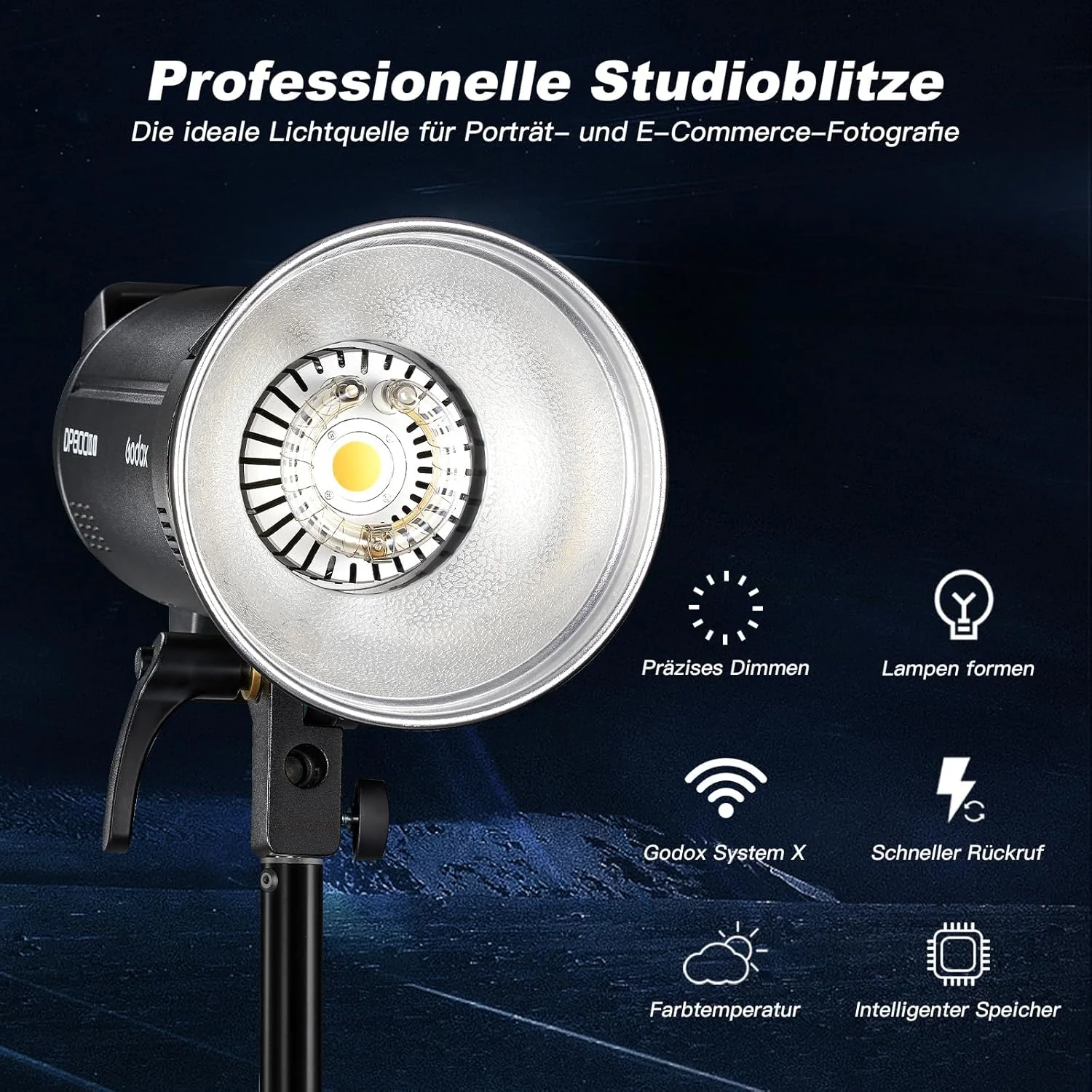 کیت فلاش استودیویی گودکس DP600IIIV، 600Ws دمای رنگی 5600±200K مانت بوئنز سیستم وایرلس 2.4G فلاش استودیویی برای عروسی، پرتره، فشن کیت فلاش استودیویی گودکس DP600IIIV، 600Ws دمای رنگی 5600±200K مانت بوئنز سیستم وایرلس 2.4G فلاش استودیویی برای عروسی، پرتره، فشن