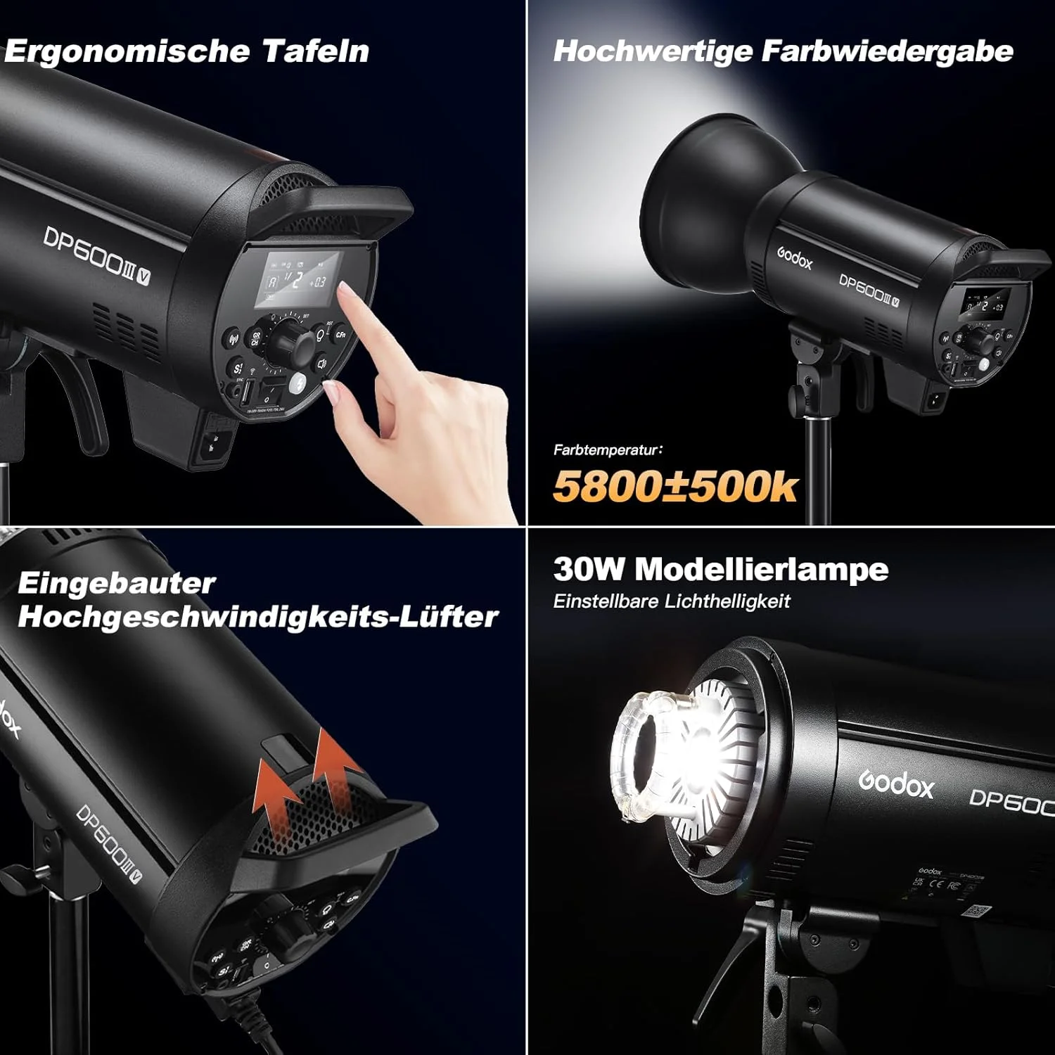 کیت فلاش استودیویی گودکس DP600IIIV، 600Ws دمای رنگی 5600±200K مانت بوئنز سیستم وایرلس 2.4G فلاش استودیویی برای عروسی، پرتره، فشن کیت فلاش استودیویی گودکس DP600IIIV، 600Ws دمای رنگی 5600±200K مانت بوئنز سیستم وایرلس 2.4G فلاش استودیویی برای عروسی، پرتره، فشن