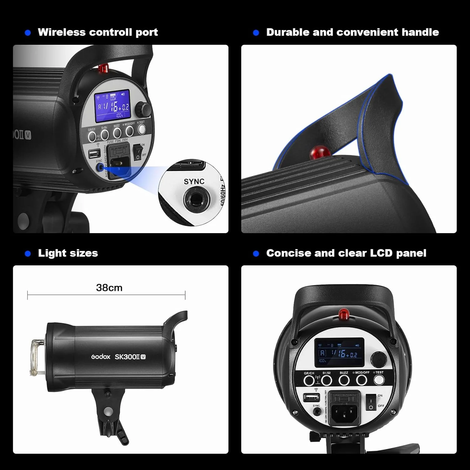 کیت فلاش استودیویی گودکس SK300II-V 300Ws با مانت بوئنز و لامپ مدلینگ LED 10W برای استودیو، عکاسی، لوکیشن و پرتره کیت فلاش استودیویی گودکس SK300II-V 300Ws با مانت بوئنز و لامپ مدلینگ LED 10W برای استودیو، عکاسی، لوکیشن و پرتره