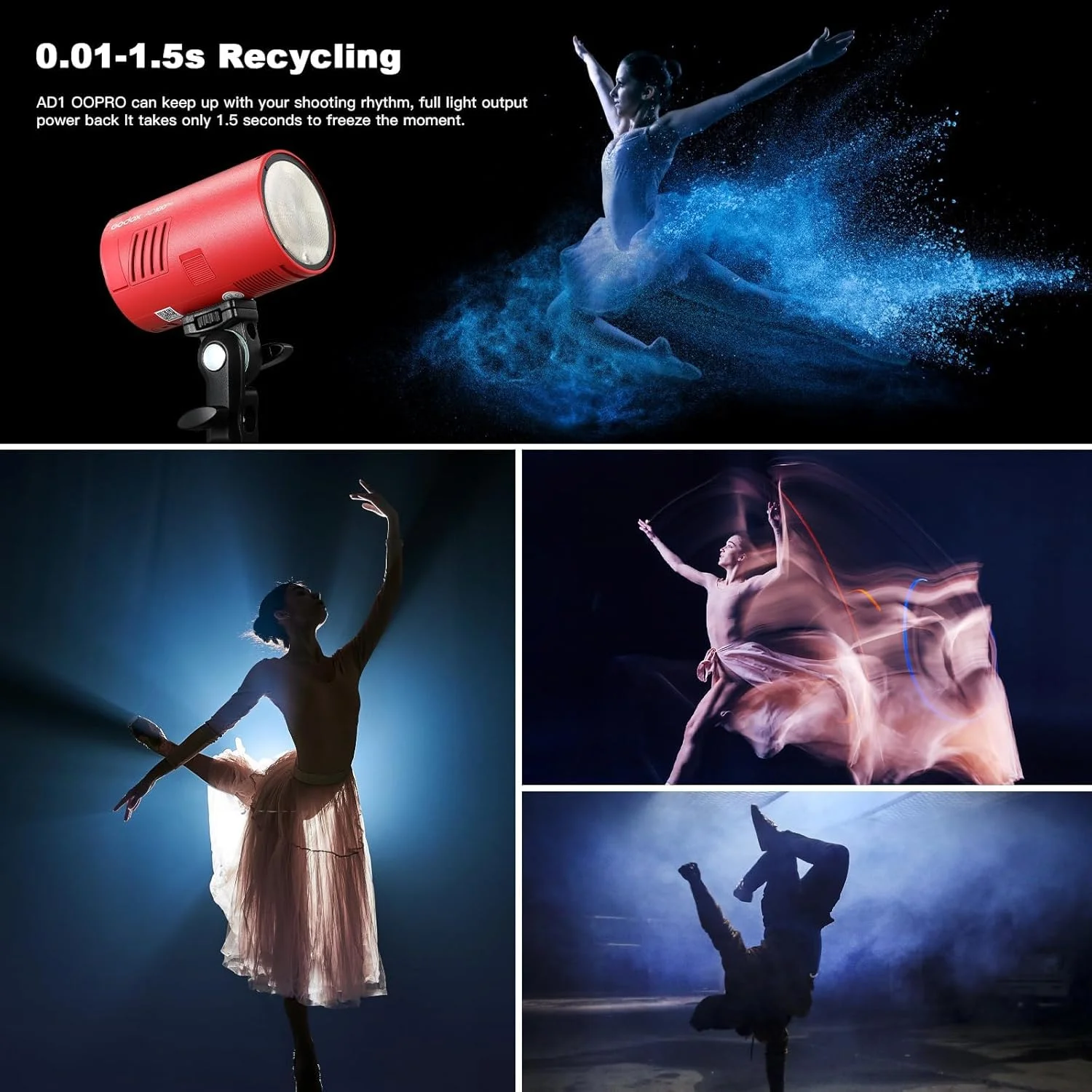فلاش استودیویی قابل حمل گودکس AD100pro، 100 وات، باتری 2600 میلی آمپر، سیستم بی سیم 2.4G، همگام سازی با سرعت بالا 1/8000 ثانیه، زمان بازیافت 0.01-1.5 ثانیه، 360 فلاش با قدرت کامل برای عکاسی استودیویی (قرمز) فلاش استودیویی قابل حمل گودکس AD100pro، 100 وات، باتری 2600 میلی آمپر، سیستم بی سیم 2.4G، همگام سازی با سرعت بالا 1/8000 ثانیه، زمان بازیافت 0.01-1.5 ثانیه، 360 فلاش با قدرت کامل برای عکاسی استودیویی (قرمز)