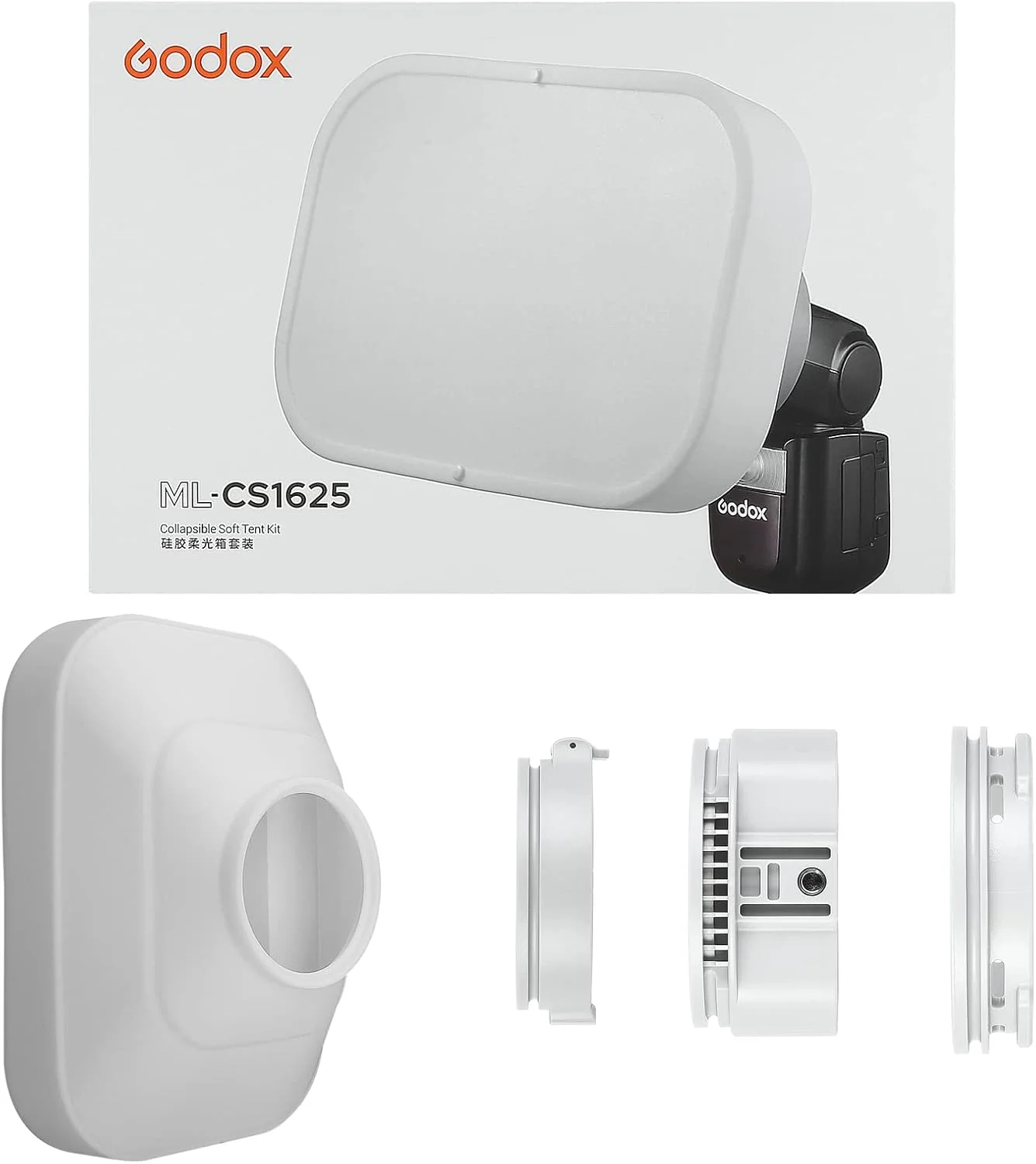 دیفیوزر گنبدی تاشو فلاش گودکس ML-CS1625 به همراه 3 آداپتور سازگار با اکثر فلاش ها برای Godox TT520 TT600 V1/V1 Pro AD100Pro مناسب عکاسی عروسی، پرتره، استودیو، فضای داخلی و خارجی دیفیوزر گنبدی تاشو فلاش گودکس ML-CS1625 به همراه 3 آداپتور سازگار با اکثر فلاش ها برای Godox TT520 TT600 V1/V1 Pro AD100Pro مناسب عکاسی عروسی، پرتره، استودیو، فضای داخلی و خارجی