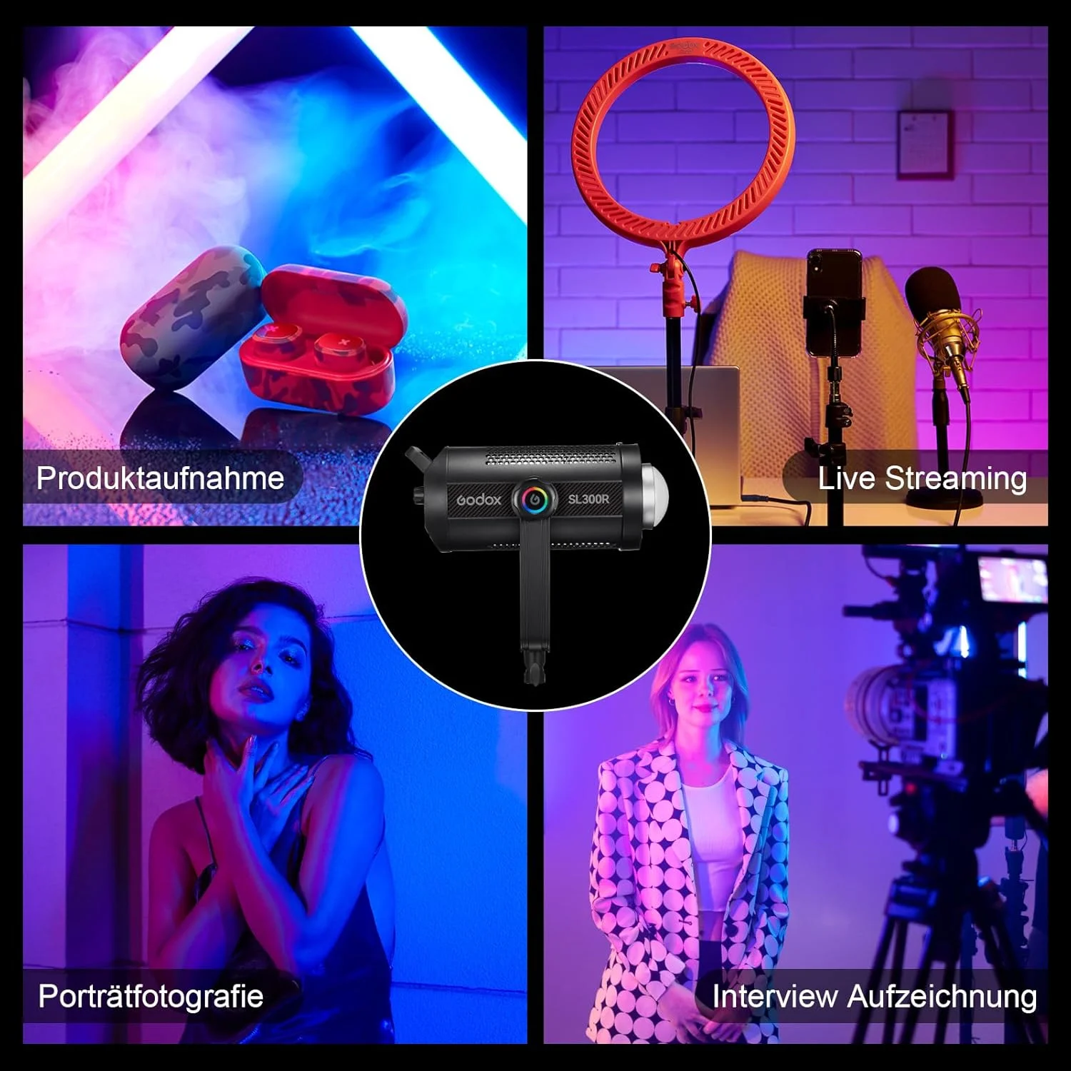 نور ویدئویی ال ای دی RGB گودکس SL300R، 310 وات، بی سیم 2.4G، CCT 2500K-10000K، CRI≥96 TLCI≥96، 14 جلوه FX، مانت بوئنز، نور استودیویی برای عکاسی، پرتره، نورپردازی مصاحبه نور ویدئویی ال ای دی RGB گودکس SL300R، 310 وات، بی سیم 2.4G، CCT 2500K-10000K، CRI≥96 TLCI≥96، 14 جلوه FX، مانت بوئنز، نور استودیویی برای عکاسی، پرتره، نورپردازی مصاحبه