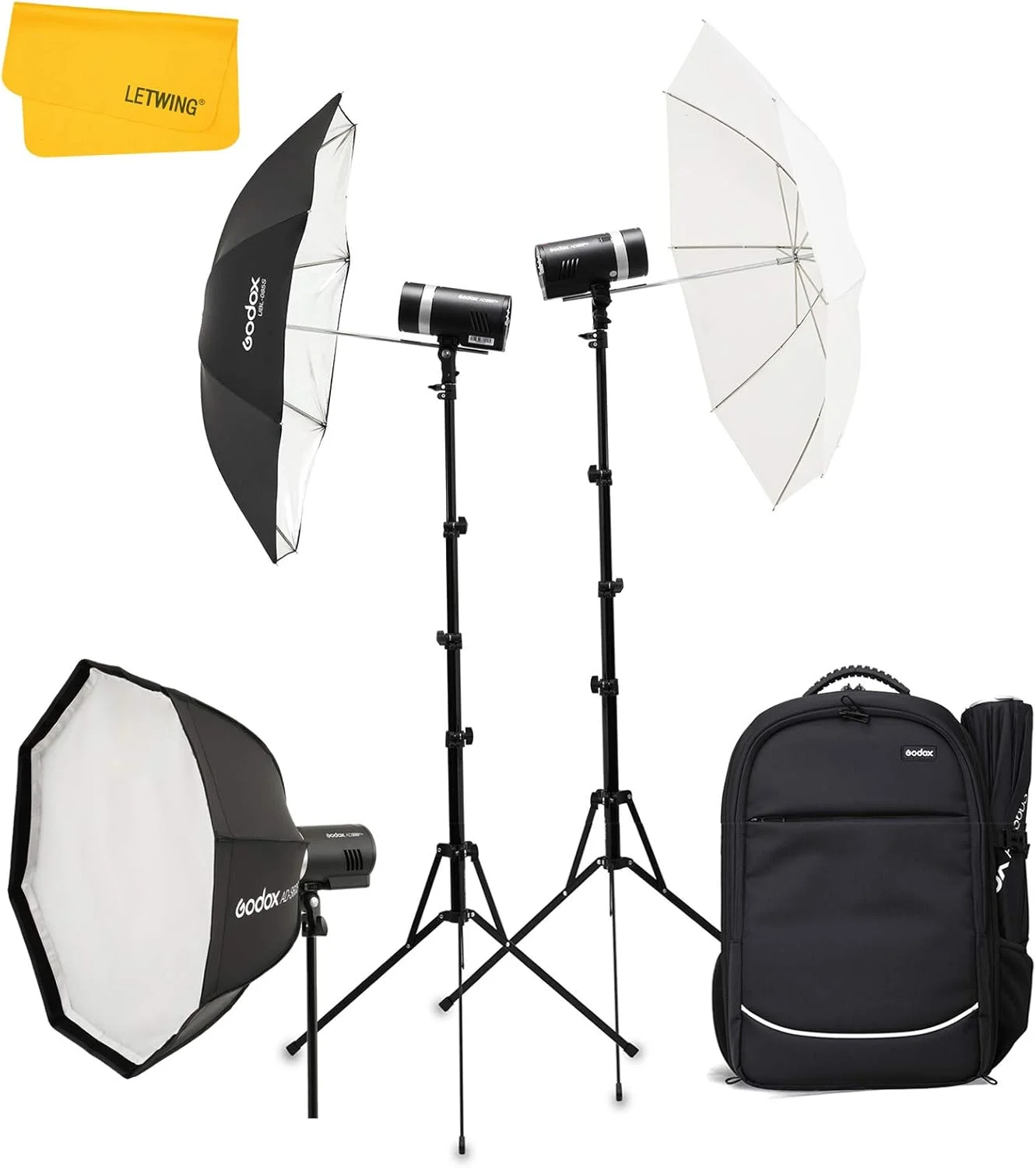 کیت نورپردازی استودیویی Godox AD300 Pro، کوله پشتی فلاش دوتایی AD300Pro، فلاش 300 واتی فضای باز 2.4G TTL 1/8000s HSS Speedlite، به همراه سافت باکس Godox AD-S60S، 320 فلاش با قدرت کامل