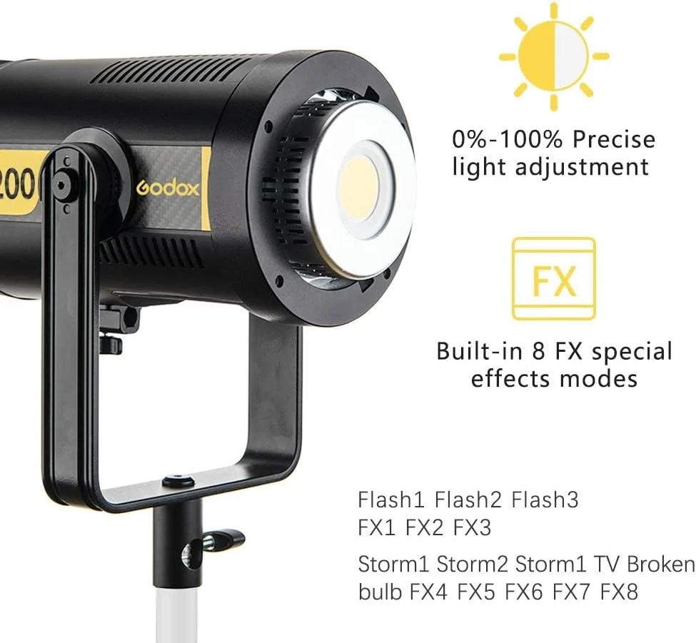 فلاش نوری ال ای دی Godox FV200 5600K 1/8000s HSS سیستم وایرلس 2.4G X با مانت Bowens، نور ال ای دی با کنترل از راه دور فلاش نوری ال ای دی Godox FV200 5600K 1/8000s HSS سیستم وایرلس 2.4G X با مانت Bowens، نور ال ای دی با کنترل از راه دور