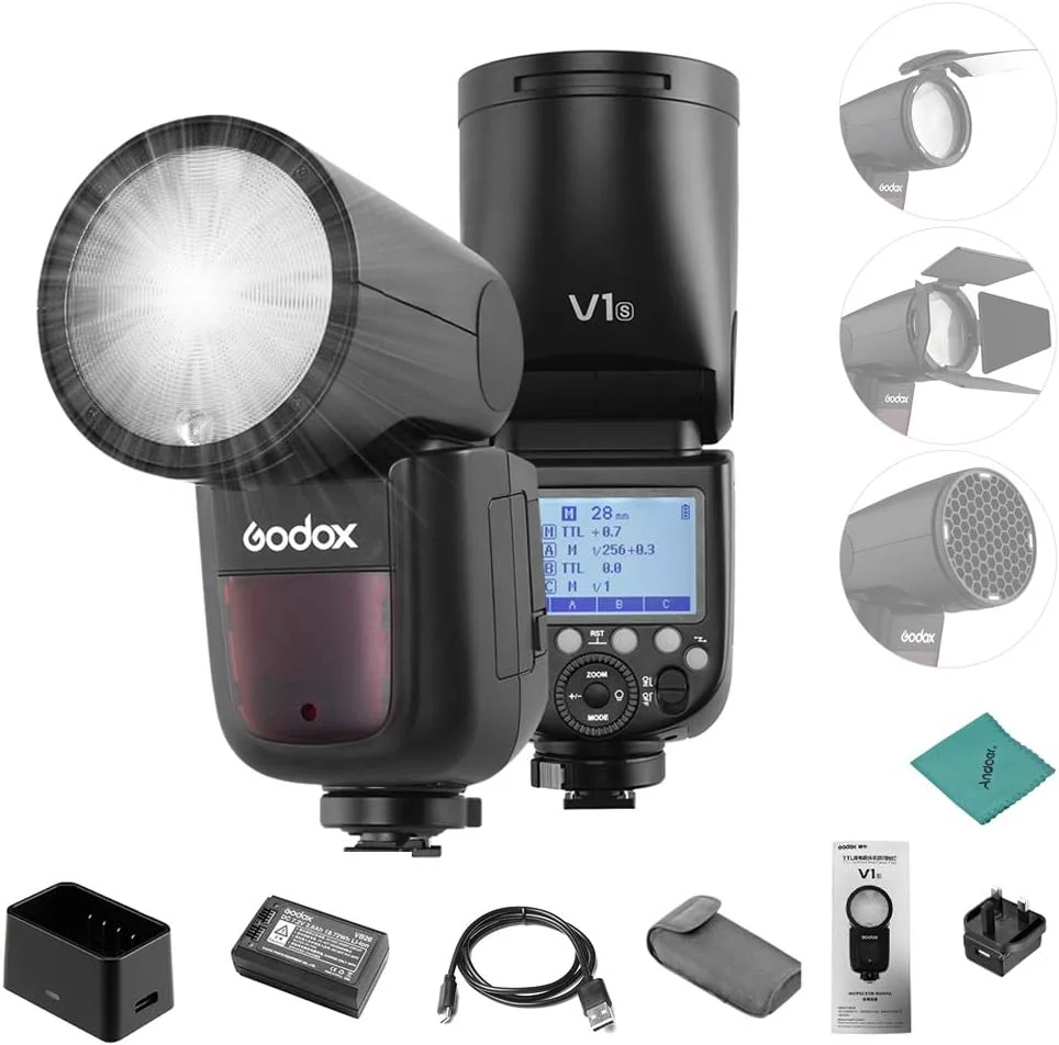 فلاش دوربین حرفه ای Godox V1-S با سر گرد و زوم فرسنل بی سیم 2.4G برای دوربین های سونی a7RII a7R a58 a99 ILCE6000L a7RIII a7R3 a9 a77II a77 a350 برای استودیو پرتره عروسی فلاش دوربین حرفه ای Godox V1-S با سر گرد و زوم فرسنل بی سیم 2.4G برای دوربین های سونی a7RII a7R a58 a99 ILCE6000L a7RIII a7R3 a9 a77II a77 a350 برای استودیو پرتره عروسی