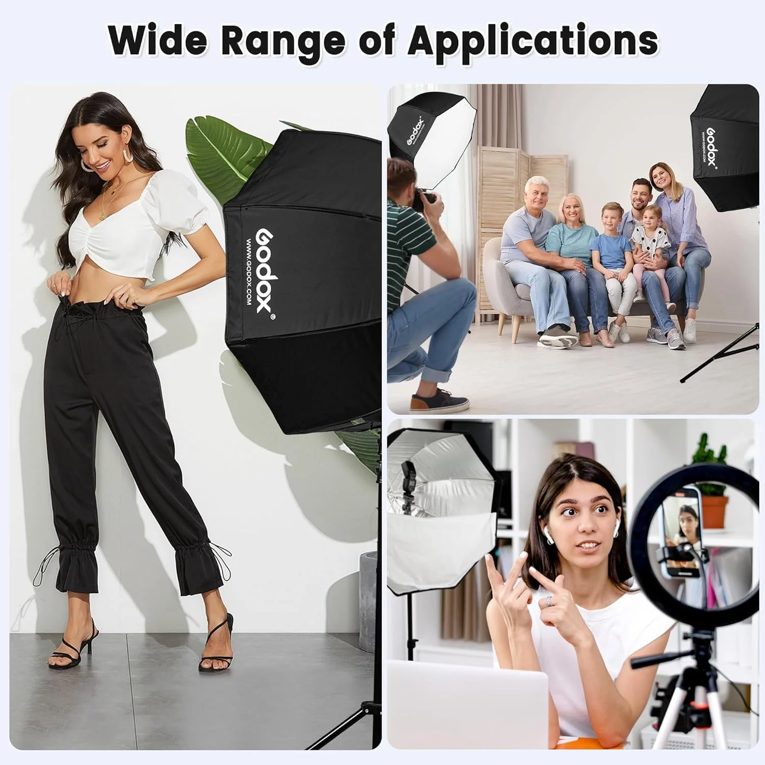 گودکس سافت باکس اکتاگون چتری قابل حمل 120 سانتی متری با کیف حمل برای فلاش های استودیویی گودکس سافت باکس اکتاگون چتری قابل حمل 120 سانتی متری با کیف حمل برای فلاش های استودیویی