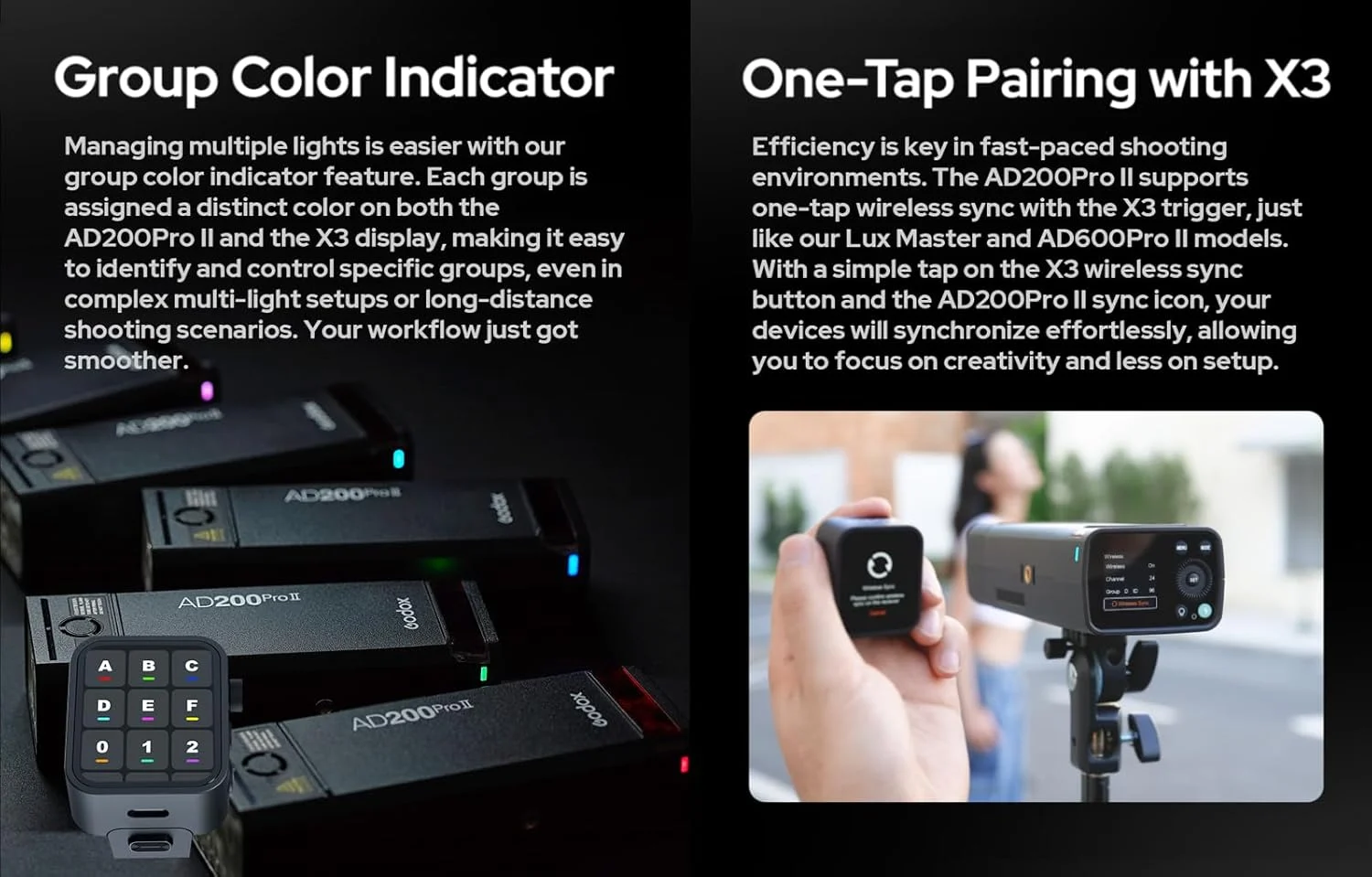 فلاش استروب GODOX AD200 Pro II AD200Pro II 200Ws 2.4G، اسپیدلایت 1/8000s HSS، 500 فلاش با قدرت کامل، سر فلاش Bare Bulb/Speedlite Fresnel، مونو لایت فلاش جیبی (نسخه بروز شده Godox AD200 Pro) فلاش استروب GODOX AD200 Pro II AD200Pro II 200Ws 2.4G، اسپیدلایت 1/8000s HSS، 500 فلاش با قدرت کامل، سر فلاش Bare Bulb/Speedlite Fresnel، مونو لایت فلاش جیبی (نسخه بروز شده Godox AD200 Pro)