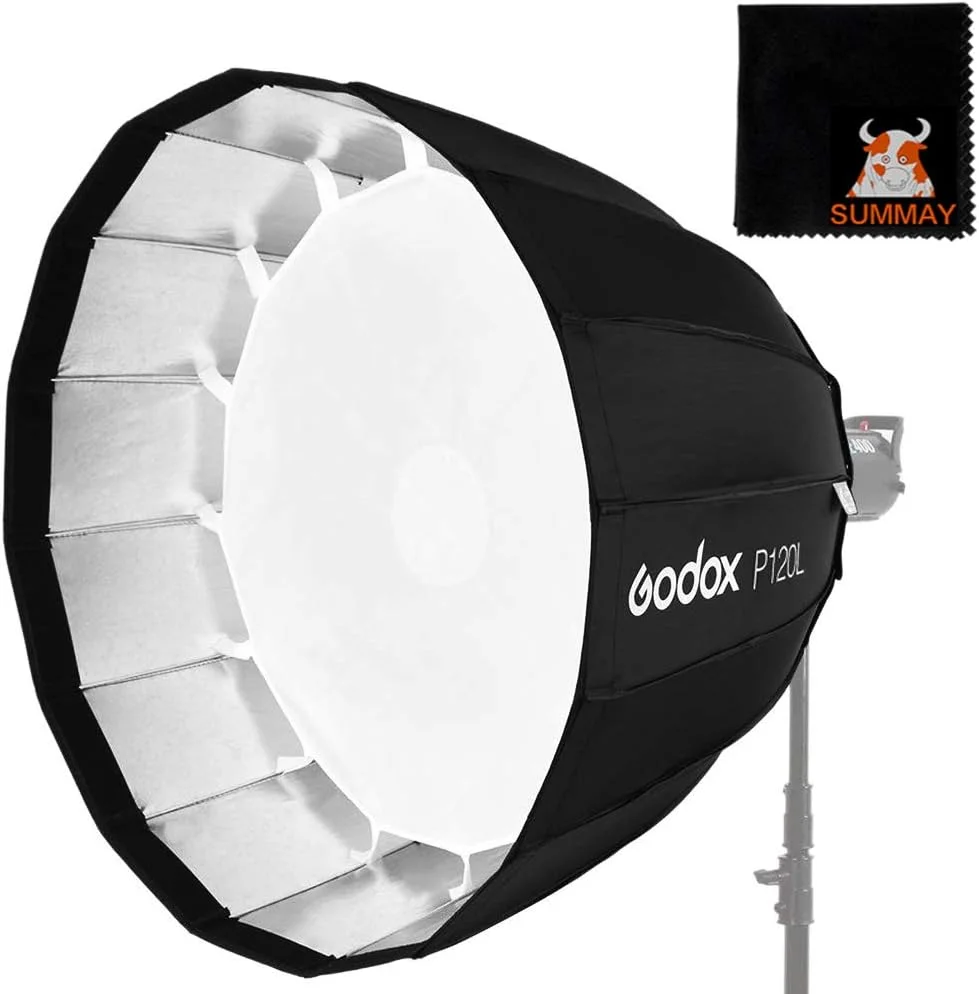 سافت باکس پارابولیک GODOX مدل P120H با مقاومت بالا در برابر حرارت، 120 سانتی متر / 48 اینچ، مانت بوئنز، رفلکتور برای فلاش استودیویی (سافت باکس P120H) سافت باکس پارابولیک GODOX مدل P120H با مقاومت بالا در برابر حرارت، 120 سانتی متر / 48 اینچ، مانت بوئنز، رفلکتور برای فلاش استودیویی (سافت باکس P120H)