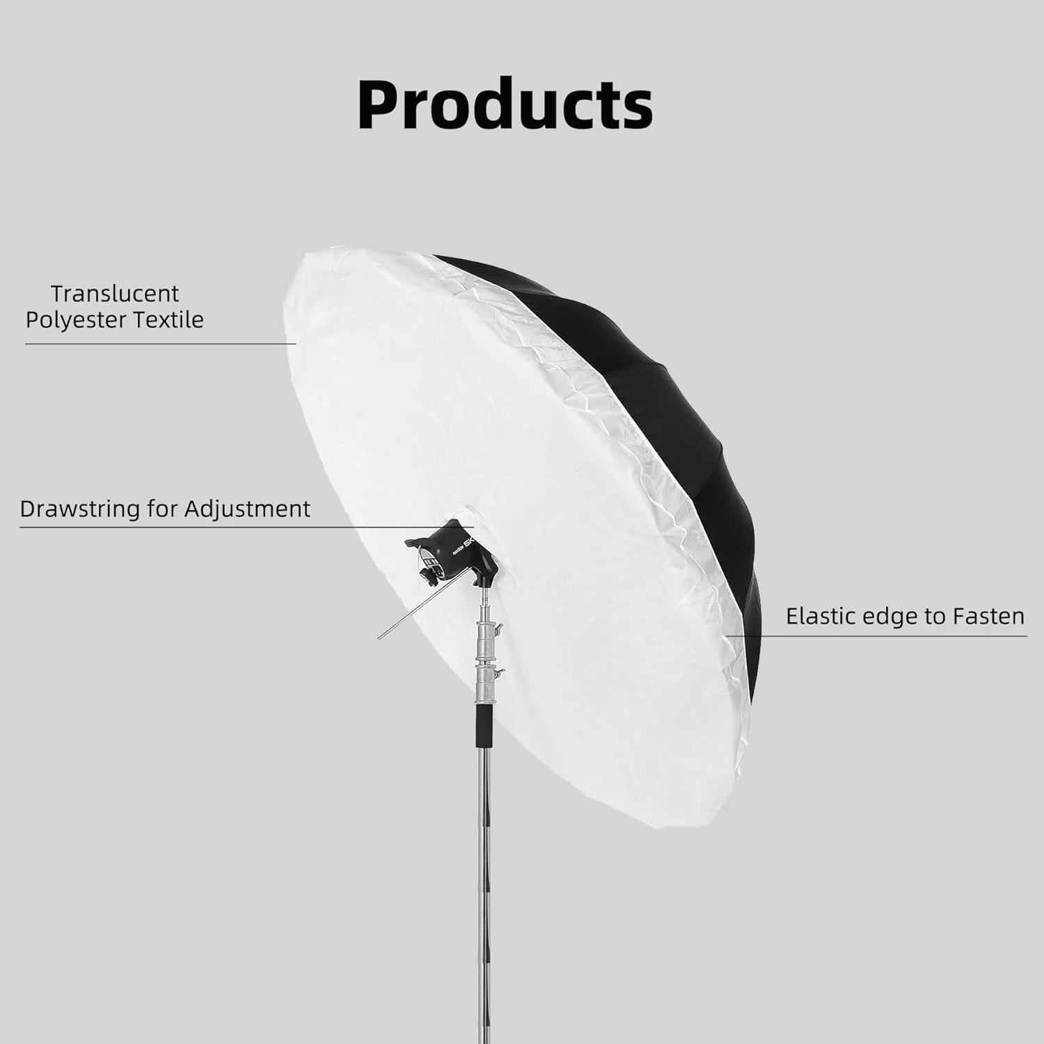 دیفیوزر پارچه ای نرم کننده نور چتر عکاسی گودکس DPU-85T، قطر 85 سانتی متر (چتر شامل نمی شود) سازگار با چتر عکاسی نقره ای 85 سانتی متری برای فلاش استودیویی دیفیوزر پارچه ای نرم کننده نور چتر عکاسی گودکس DPU-85T، قطر 85 سانتی متر (چتر شامل نمی شود) سازگار با چتر عکاسی نقره ای 85 سانتی متری برای فلاش استودیویی