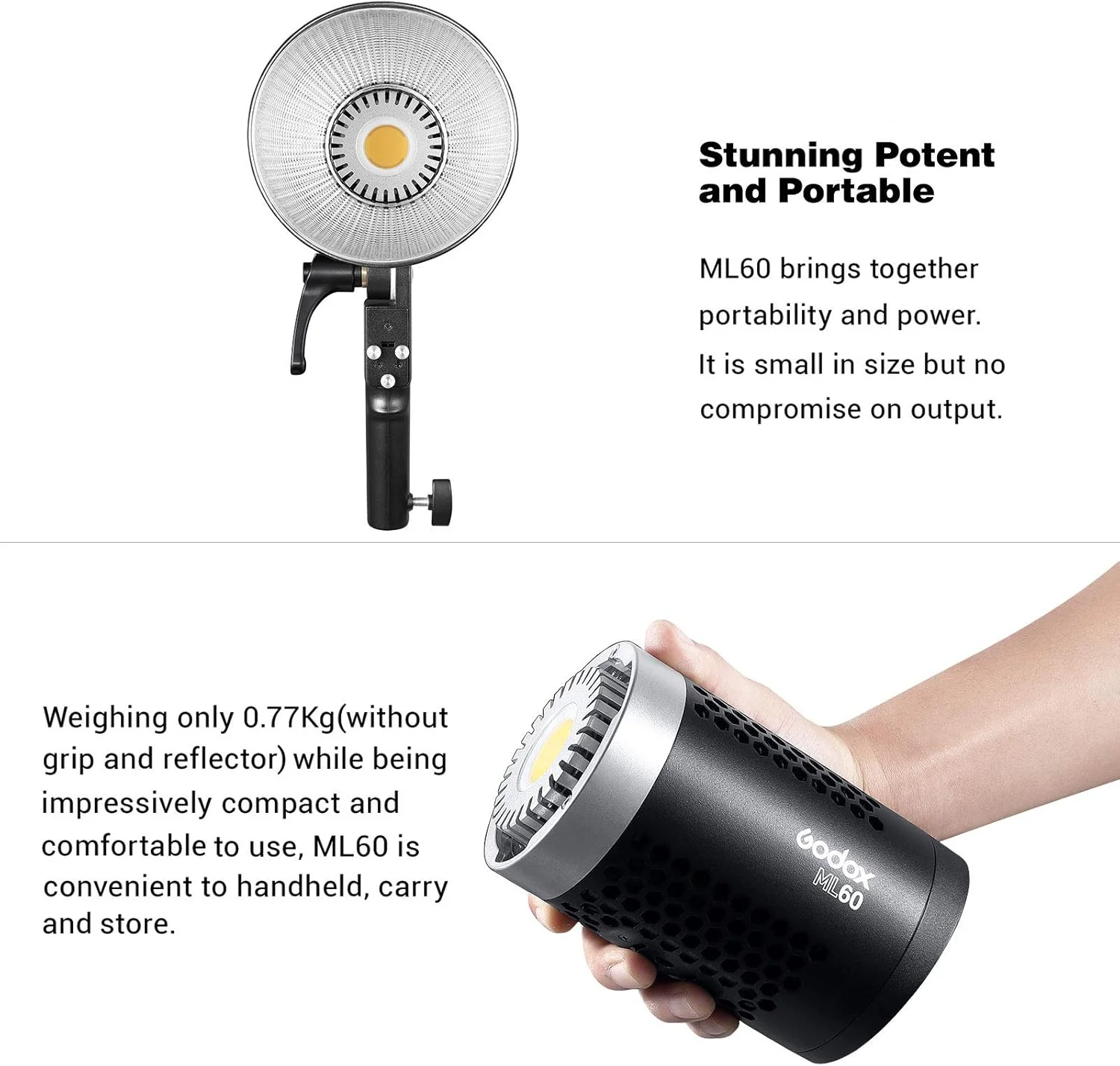 نور ال ای دی استودیویی، نور ال ای دی قابل حمل استودیویی GODOX ML60، نور پرکننده برای عکاسی پرتره، 60 وات 5600K CRI96 TLCI97، 16 گروه، 32 کانال، صفحه نمایش LCD، 8 افکت، حالت بی صدا - مانت نور ال ای دی استودیویی، نور ال ای دی قابل حمل استودیویی GODOX ML60، نور پرکننده برای عکاسی پرتره، 60 وات 5600K CRI96 TLCI97، 16 گروه، 32 کانال، صفحه نمایش LCD، 8 افکت، حالت بی صدا - مانت