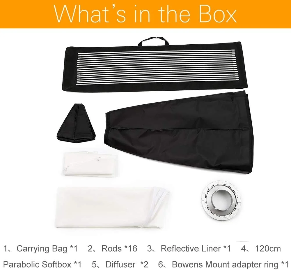 سافت باکس پارابولیک گودکس P120L با مانت بوئنز، عمق 120 سانتی متر، مناسب فلاش استودیویی، اسپیدلایت و رفلکتور سافت باکس پارابولیک گودکس P120L با مانت بوئنز، عمق 120 سانتی متر، مناسب فلاش استودیویی، اسپیدلایت و رفلکتور