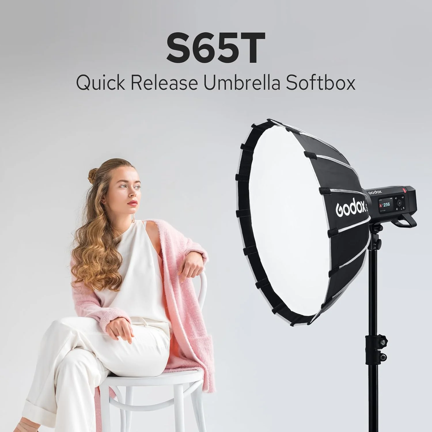 سافت باکس چتری گودکس مدل S65T به همراه گرید لانه زنبوری، سافت باکس تاشو جداشدنی با مانت بوئن و دیفیوزر برای فلاش استودیویی و مونو لایت عکاسی