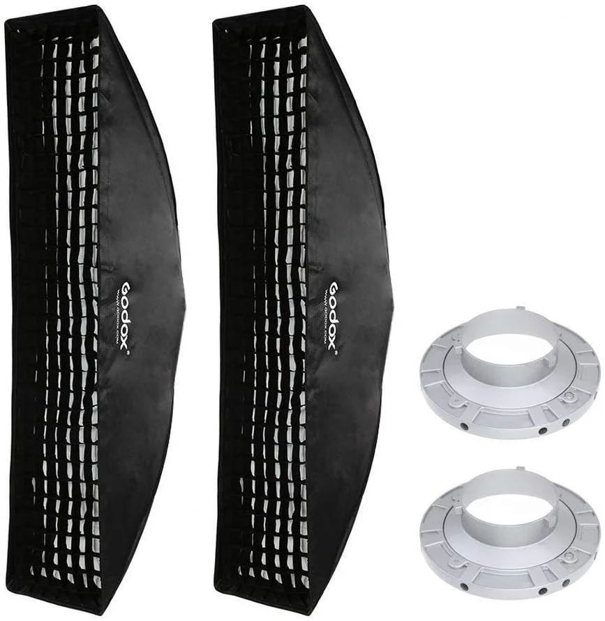 سافت باکس نواری لانه زنبوری 30x120 سانتی متری گودکس با مانت بوئنز برای نورپردازی استودیویی فلاش استروب [بسته 2 عددی]