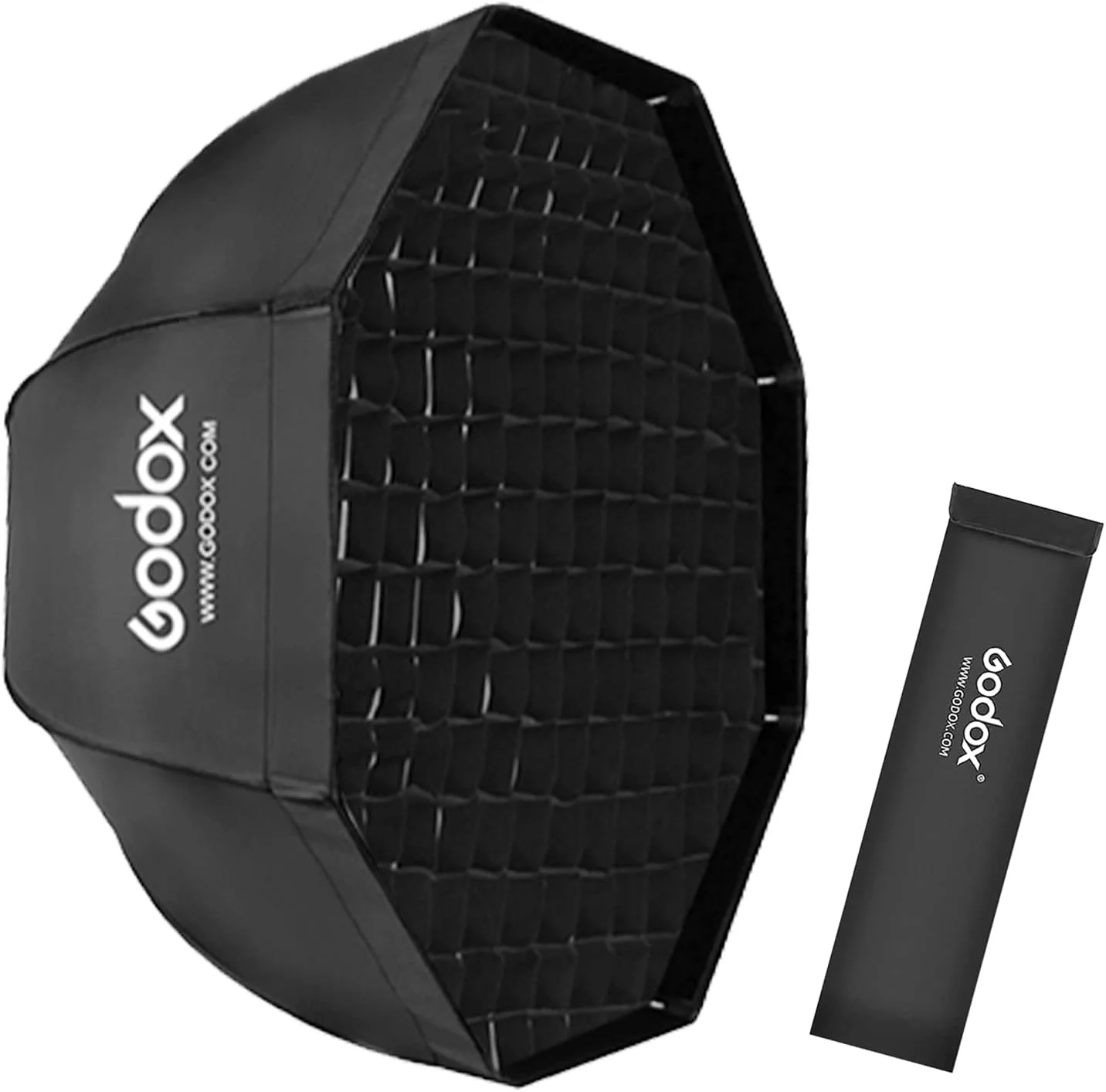 کیت سافت باکس اکتاگون چتری قابل حمل گودکس 80 سانتی متری با گرید لانه زنبوری و کیف حمل برای فلاش اسپیدلایت استودیویی