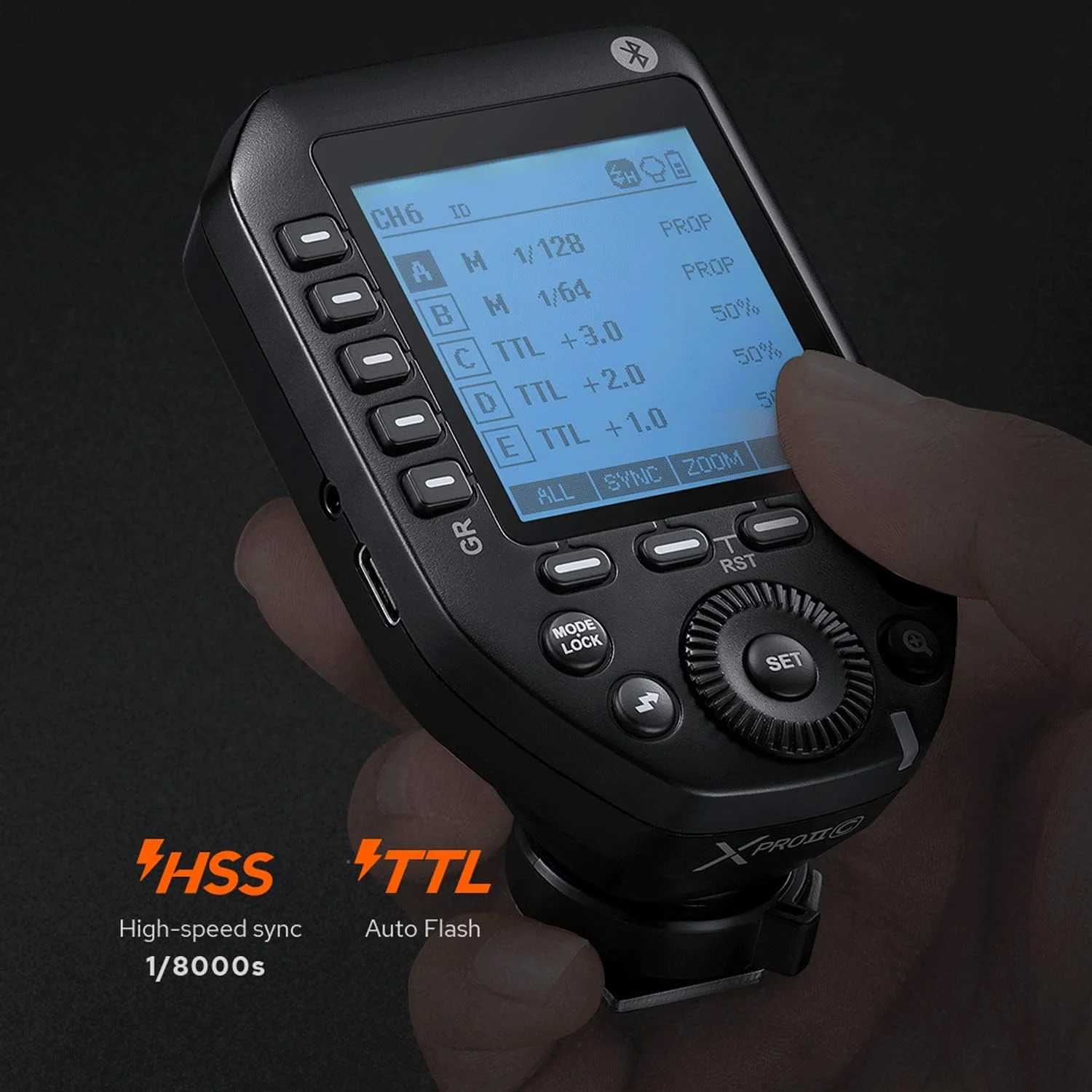 فلاش تریگر وایرلس TTL گودکس XProII-S برای سونی، پشتیبانی از HSS 1/8000s، فلاش خودکار TTL، فلاش دستی، عملکرد تبدیل TCM، 5 دکمه گروه اختصاصی، صفحه نمایش LCD بزرگ، کنترل هوشمند APP فلاش تریگر وایرلس TTL گودکس XProII-S برای سونی، پشتیبانی از HSS 1/8000s، فلاش خودکار TTL، فلاش دستی، عملکرد تبدیل TCM، 5 دکمه گروه اختصاصی، صفحه نمایش LCD بزرگ، کنترل هوشمند APP