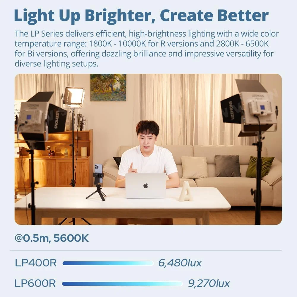 پنل نور ال ای دی RGB گودکس Litemons LP600R با کنترل از طریق اپلیکیشن، نورپردازی استودیویی 60 وات با بارندور، 1800K - 10000K، 14 حالت FX / چرخش 360 درجه / CRI 96+ TLCI 96+ (Godox LP600R) پنل نور ال ای دی RGB گودکس Litemons LP600R با کنترل از طریق اپلیکیشن، نورپردازی استودیویی 60 وات با بارندور، 1800K - 10000K، 14 حالت FX / چرخش 360 درجه / CRI 96+ TLCI 96+ (Godox LP600R)