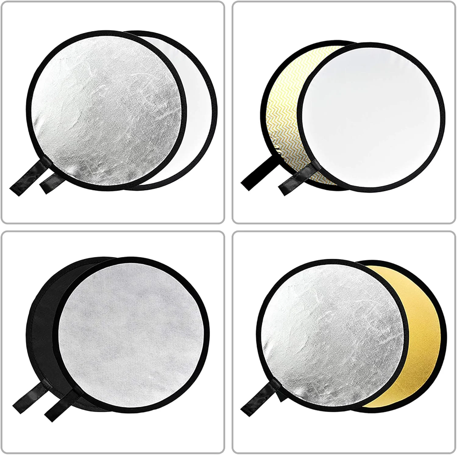 رفلکتور نور 5 در 1 تاشو گرد قابل حمل گودکس 80 سانتی متری (32 اینچی) با کیف برای استودیو و عکاسی - طلایی، نقره ای، مشکی، سفید، شفاف رفلکتور نور 5 در 1 تاشو گرد قابل حمل گودکس 80 سانتی متری (32 اینچی) با کیف برای استودیو و عکاسی - طلایی، نقره ای، مشکی، سفید، شفاف