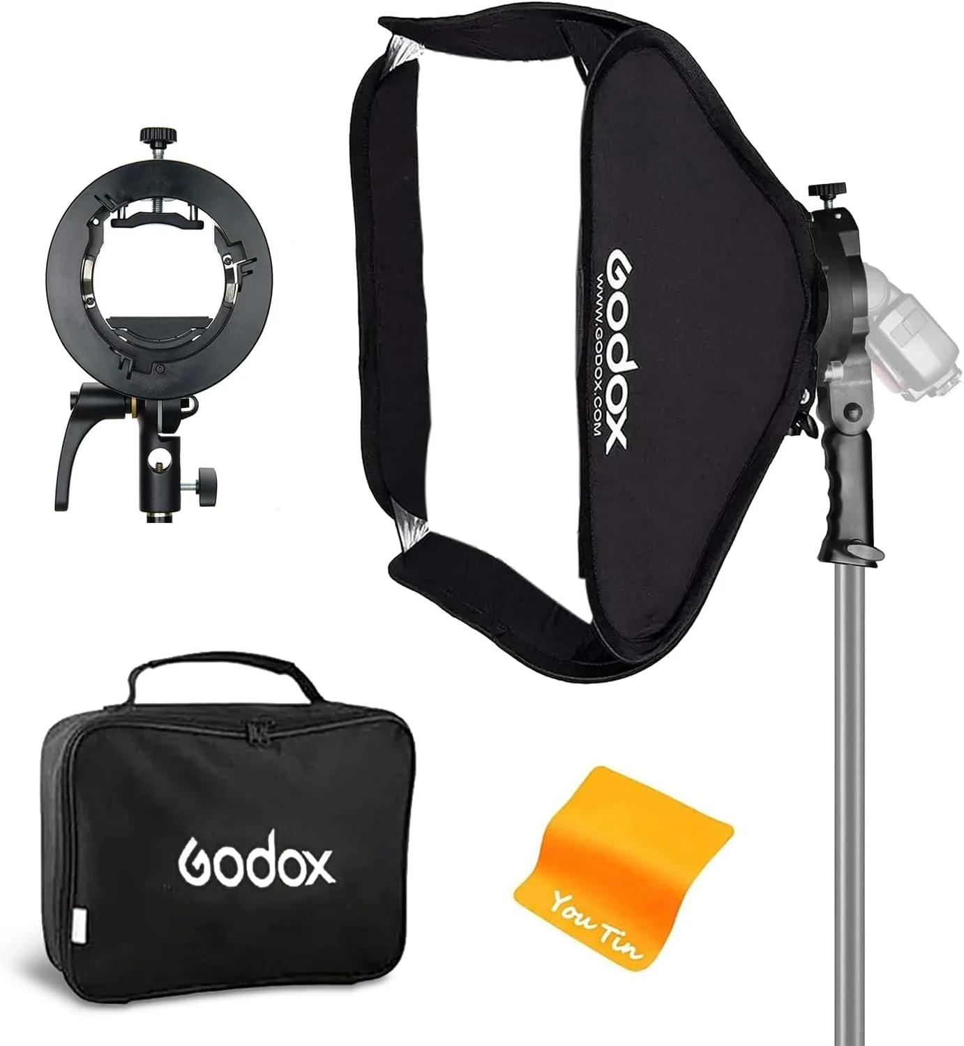 کیت سافت باکس تاشو Godox S2 با مانت بوئنز 60x60 سانتی متر برای فلاش اسپیدلایت عکاسی کیت سافت باکس تاشو Godox S2 با مانت بوئنز 60x60 سانتی متر برای فلاش اسپیدلایت عکاسی