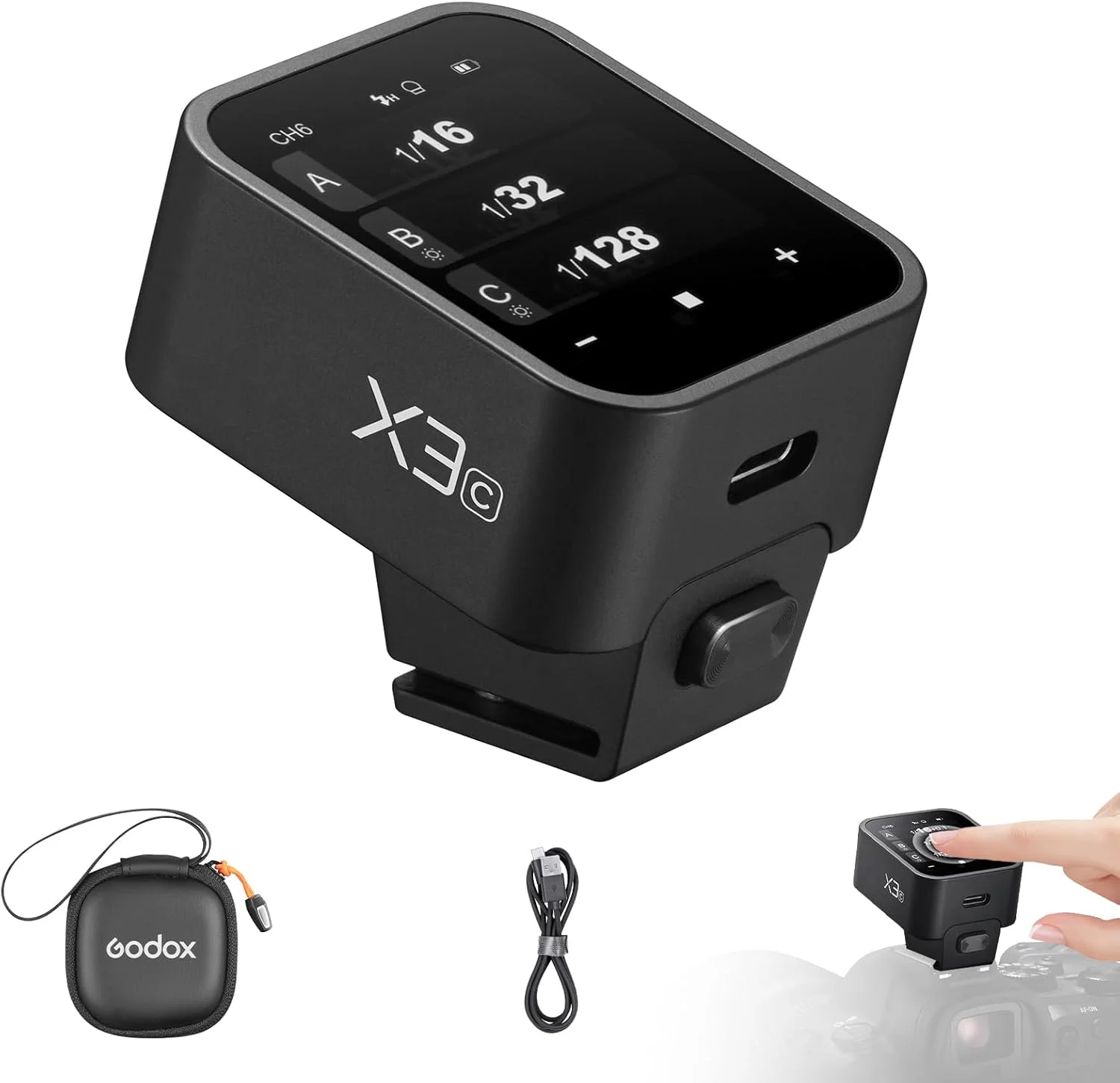فلاش تریگر بی سیم گودکس X3-C با صفحه لمسی OLED برای دوربین کانن، 2.4 گیگاهرتز بی سیم، 1/8000 ثانیه HSS TTL Tcm، باتری داخلی قابل شارژ (Type-C)، تریگر فلاش دوربین از راه دور برای کانن فلاش تریگر بی سیم گودکس X3-C با صفحه لمسی OLED برای دوربین کانن، 2.4 گیگاهرتز بی سیم، 1/8000 ثانیه HSS TTL Tcm، باتری داخلی قابل شارژ (Type-C)، تریگر فلاش دوربین از راه دور برای کانن