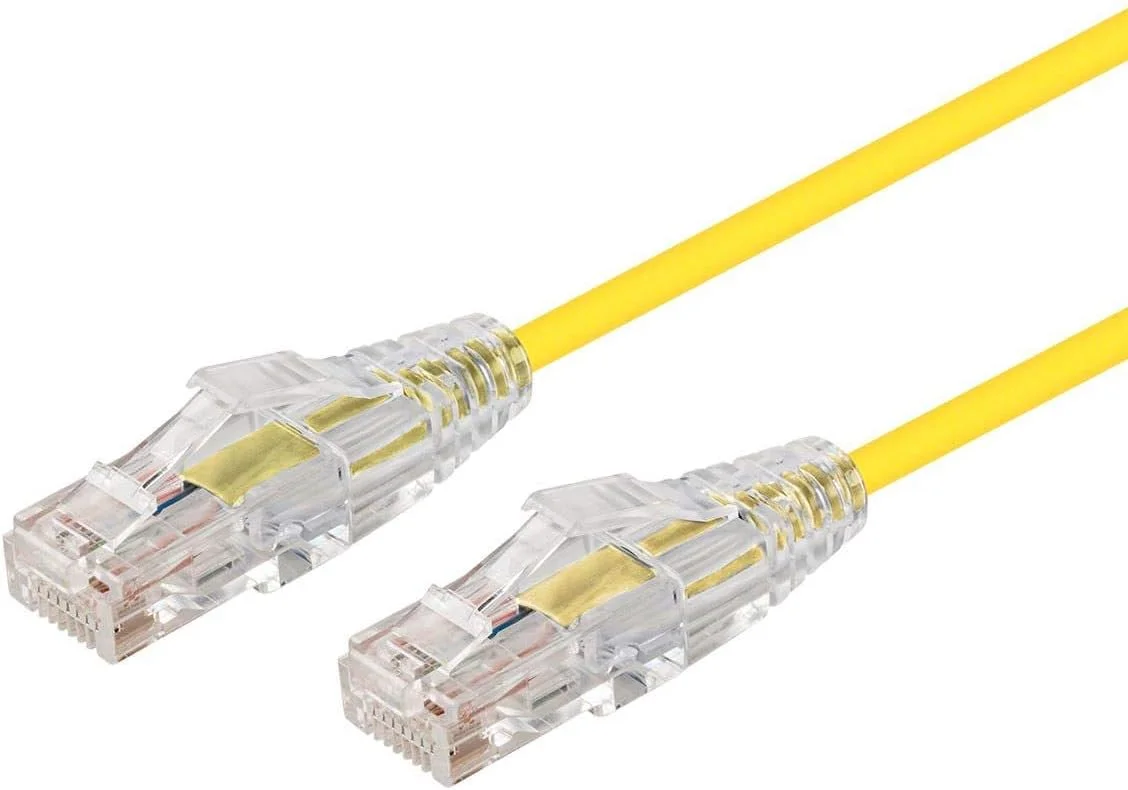 کابل شبکه اترنت Cat6 اسلیم ران Monoprice - سیم اینترنت شبکه - RJ45، رشته ای، 550 مگاهرتز، UTP، CMR، دارای رتبه Riser، سیم مسی خالص، 28AWG، 0.6 متر، زرد
