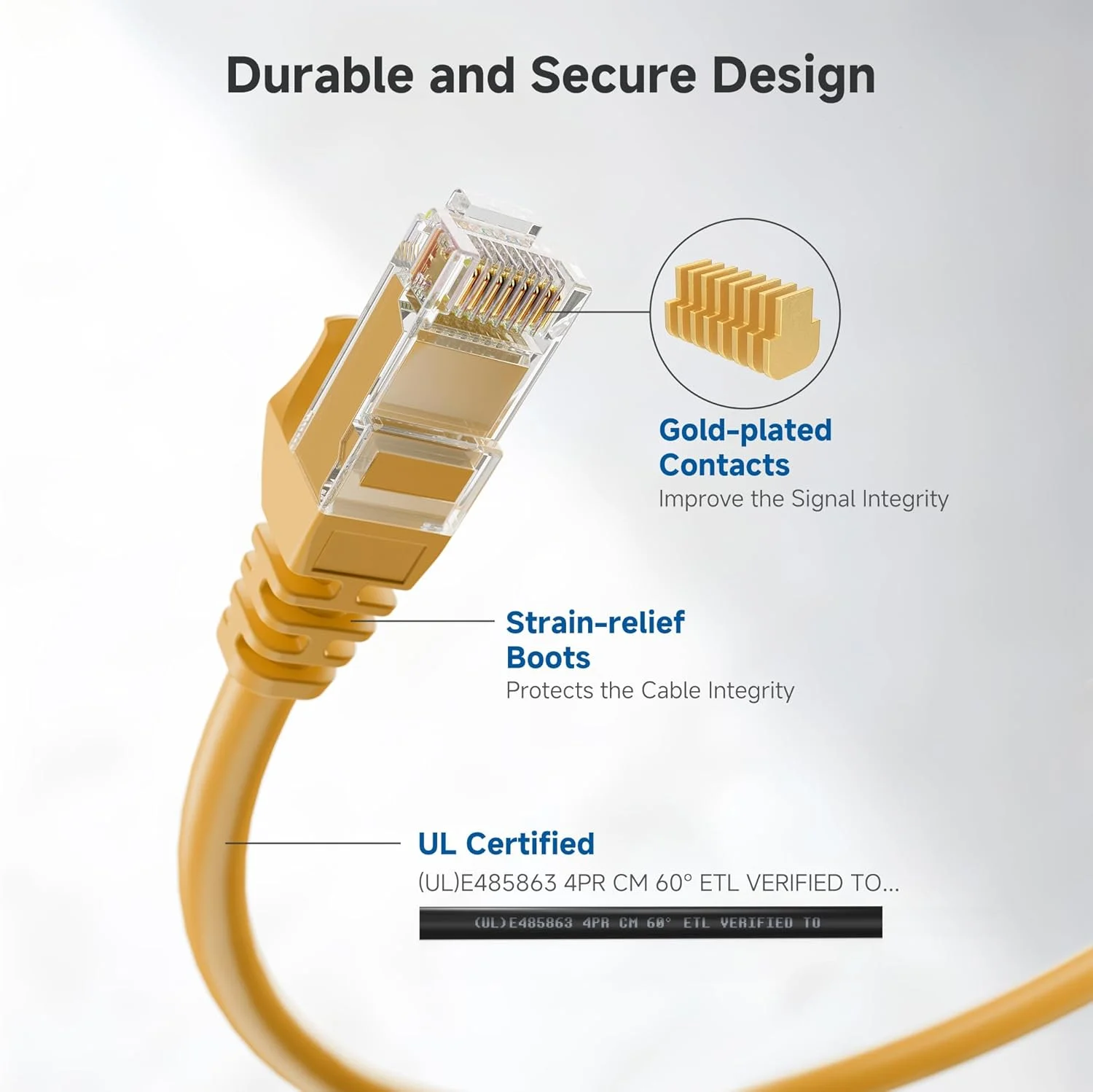 کابل شبکه Cat6 بدون گیر 5 عددی Cable Matters (کابل Cat6) زرد 1.5 متری کابل شبکه Cat6 بدون گیر 5 عددی Cable Matters (کابل Cat6) زرد 1.5 متری