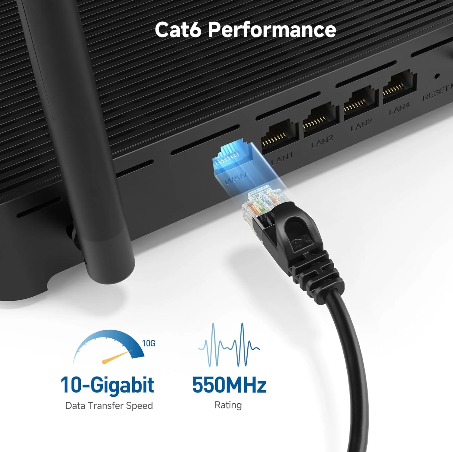 کابل شبکه Cat6 باریک Cable Matters، بسته 5 عددی، بدون گیر، مشکی، طول 2.1 متر کابل شبکه Cat6 باریک Cable Matters، بسته 5 عددی، بدون گیر، مشکی، طول 2.1 متر