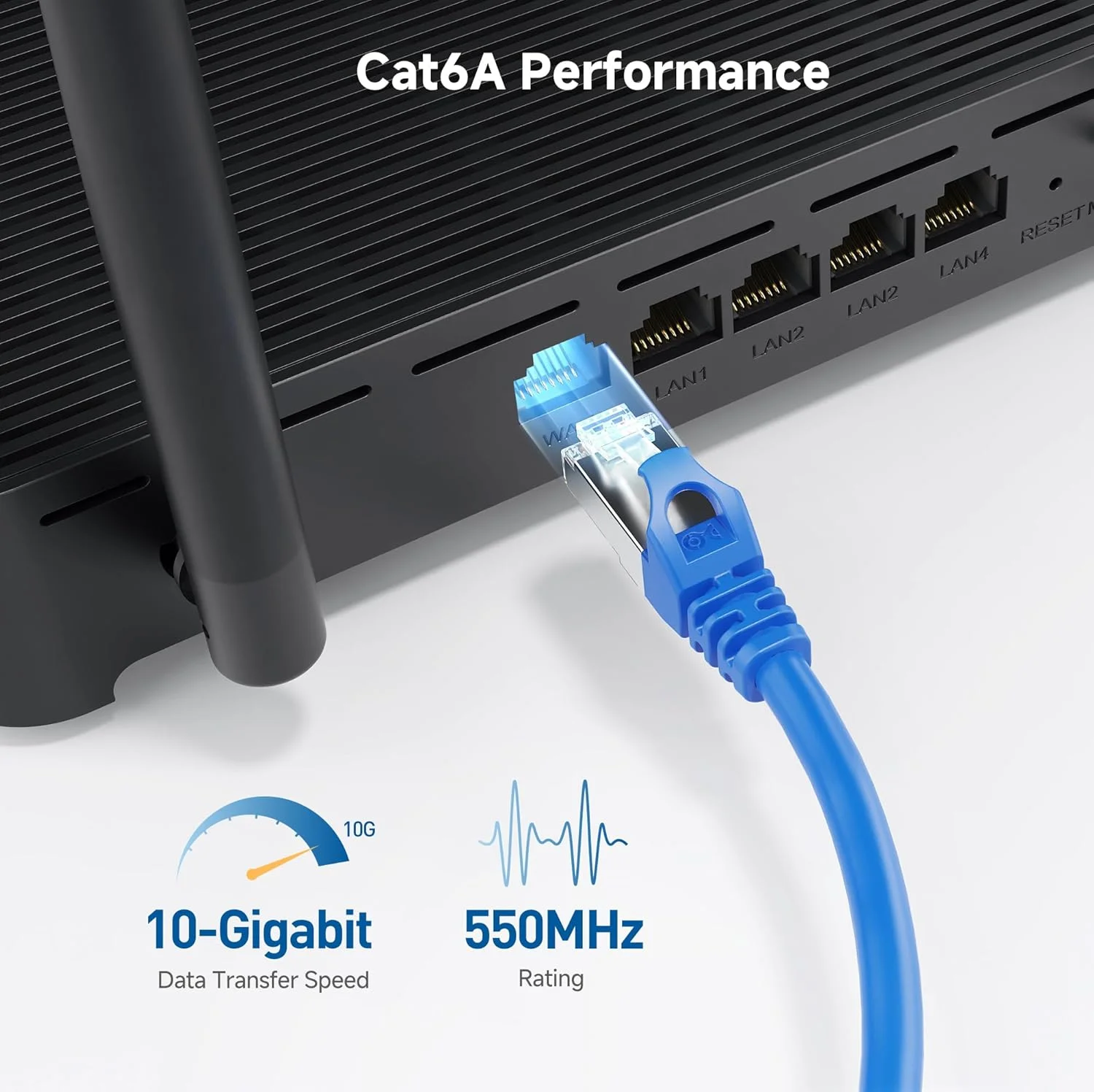 کابل شبکه Cat6a شیلددار (SSTP/SFTP) بدون گیر کابل Cable Matters به رنگ آبی، طول 4.2 متر کابل شبکه Cat6a شیلددار (SSTP/SFTP) بدون گیر کابل Cable Matters به رنگ آبی، طول 4.2 متر