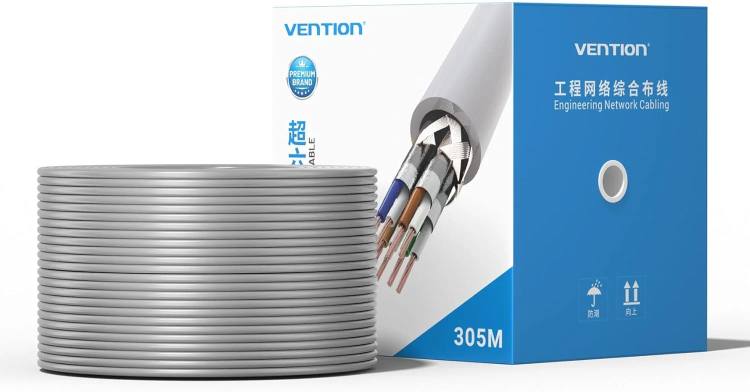 کابل شبکه Cat6A SFTP VENTION، 27AWG، مس بدون اکسیژن، شیلد دوگانه، 10 گیگابیت بر ثانیه، 500 مگاهرتز، روکش PVC، قطر خارجی 6 میلیمتر، کابل شبکه 305 متری با سرعت بالا (IHCH305) کابل شبکه Cat6A SFTP VENTION، 27AWG، مس بدون اکسیژن، شیلد دوگانه، 10 گیگابیت بر ثانیه، 500 مگاهرتز، روکش PVC، قطر خارجی 6 میلیمتر، کابل شبکه 305 متری با سرعت بالا (IHCH305)